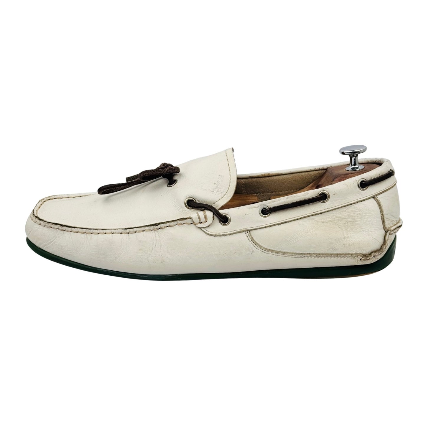 Salvatore Ferragamo Men's White Leather Loafers (Size 46/46.5)