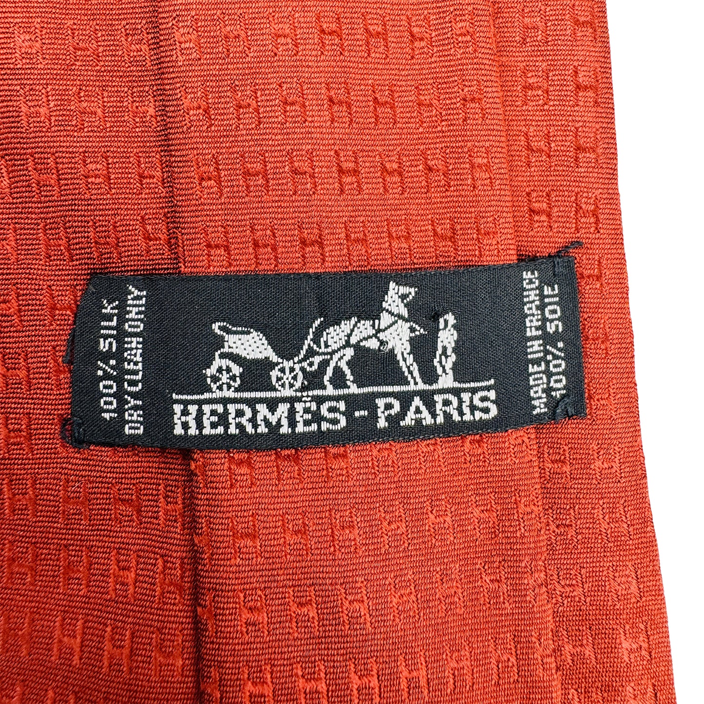 Hermès Rust Orange 'Geometric Pattern' Tie (Size Regular)