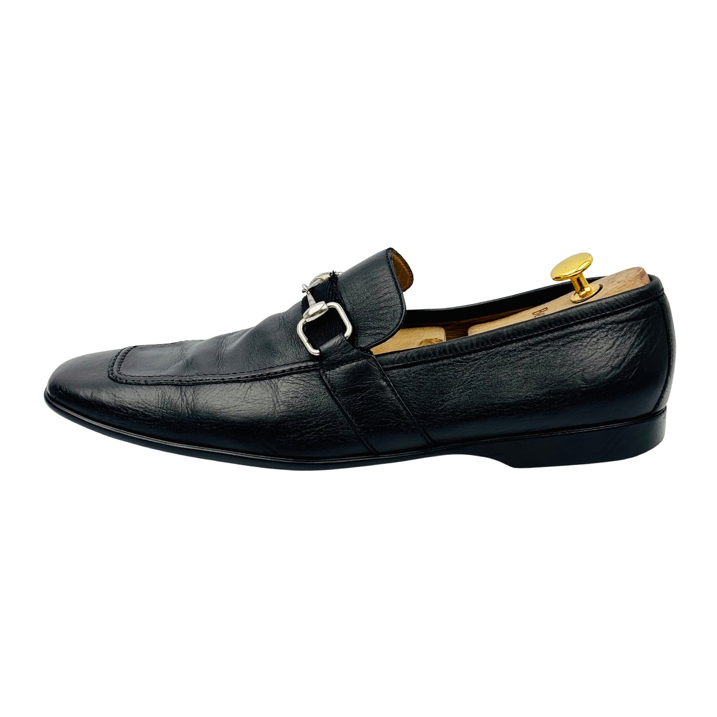 Gucci Men's Black Horsebit Leather Loafers (Size 44/45) - 190004