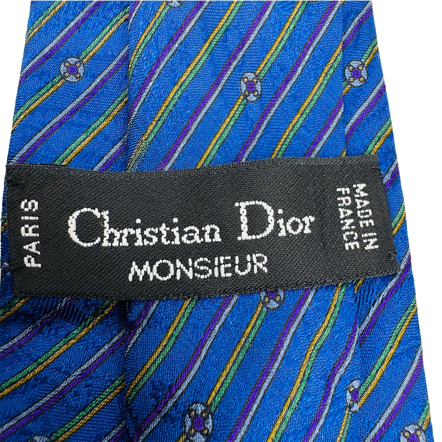 Christian Dior Blue 'Diagonal Stripes' Tie (Size Regular)