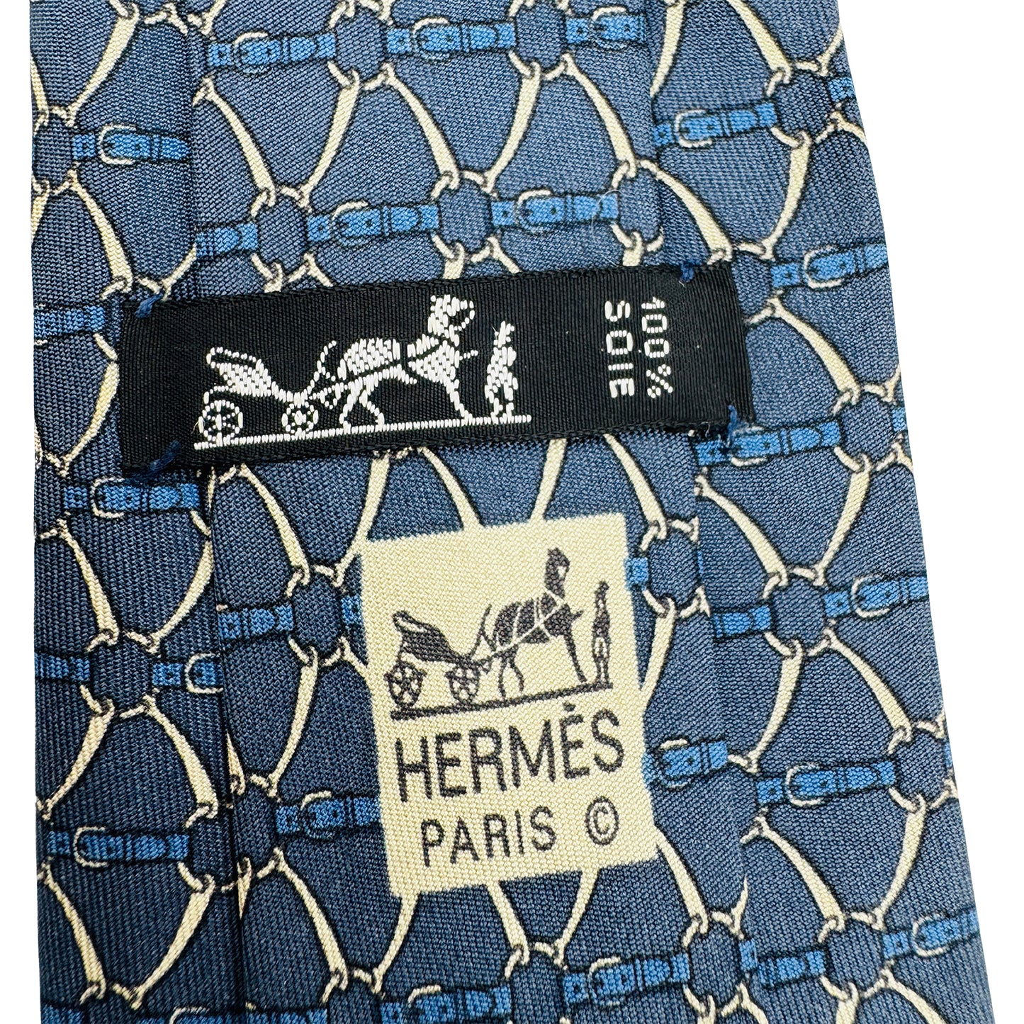 Hermès Steel Blue 'Chain Pattern' Tie (Size Regular)