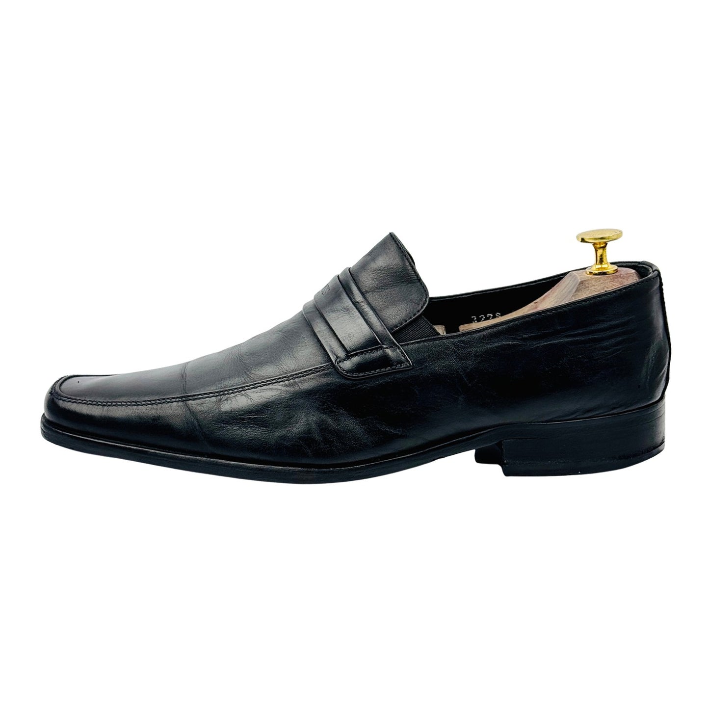 Hugo Boss Men's Black Leather Penny Heel Loafers (Size 42.5)