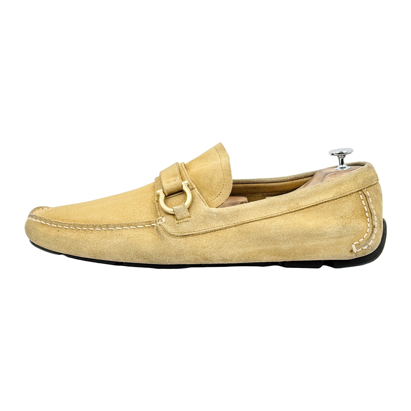 Image of Salvatore Ferragamo Men's Gancini Ornament Beige Loafers (Size 47)