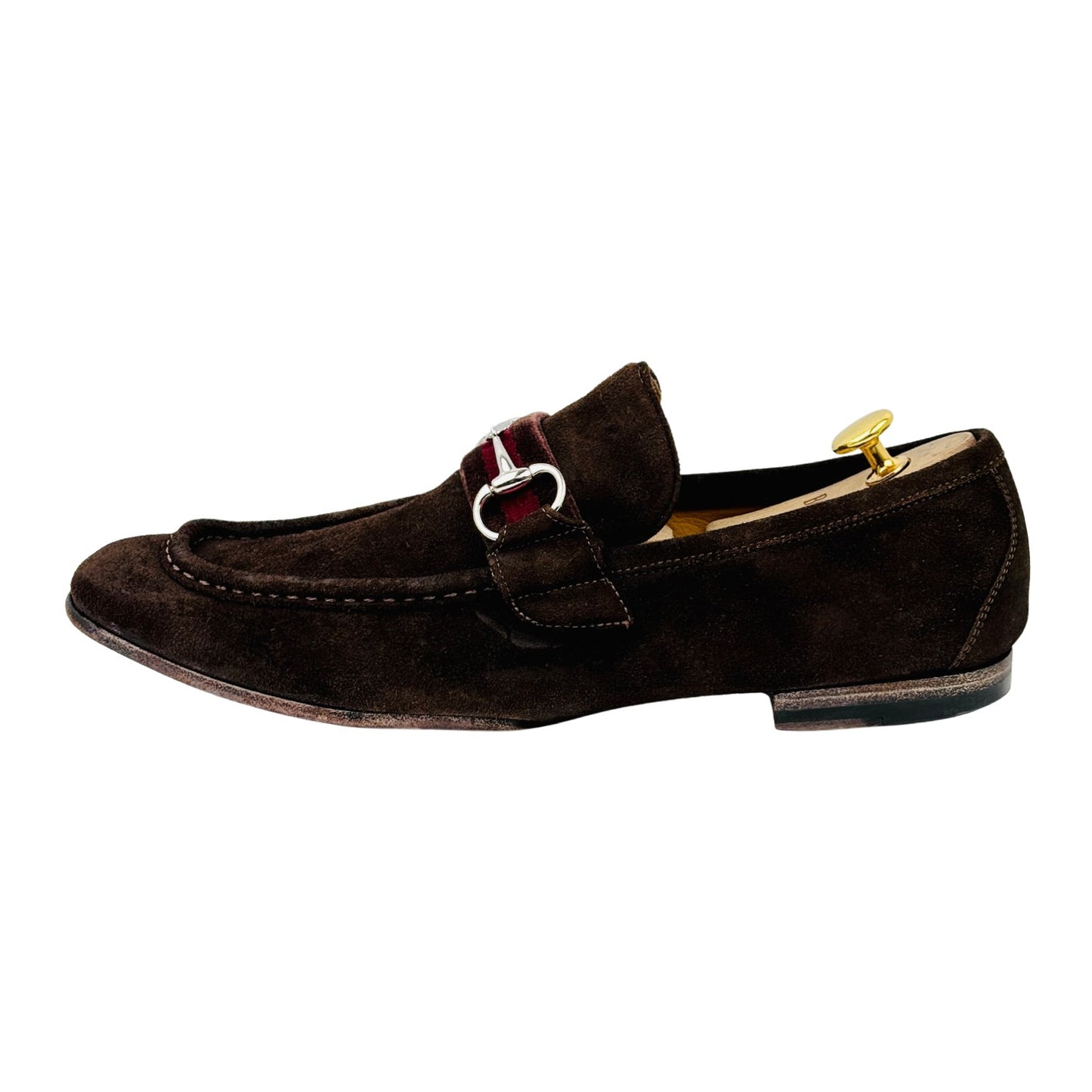 Gucci Men's Brown Horsebit Suede Loafers (Size 44.5)
