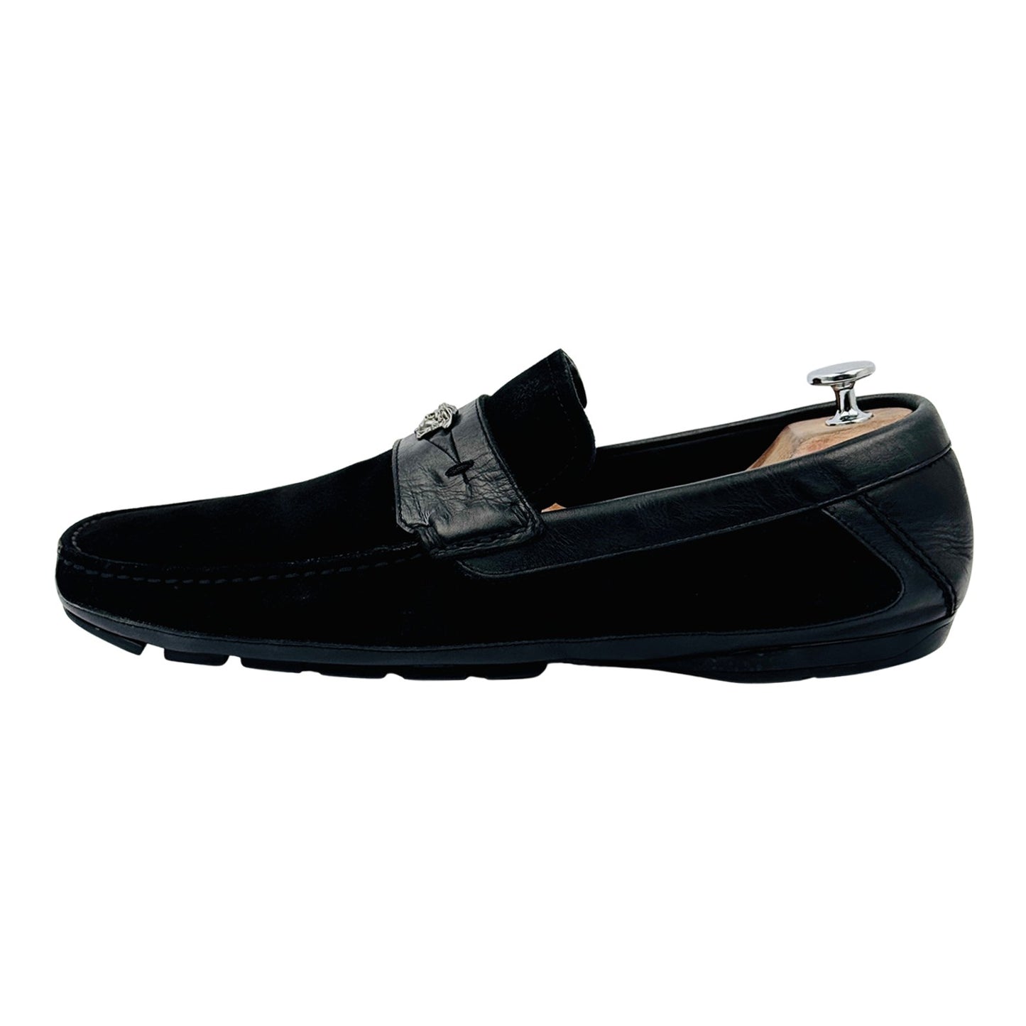 Versace Men's Medusa Black Suede Loafers (Size 44/44.5)