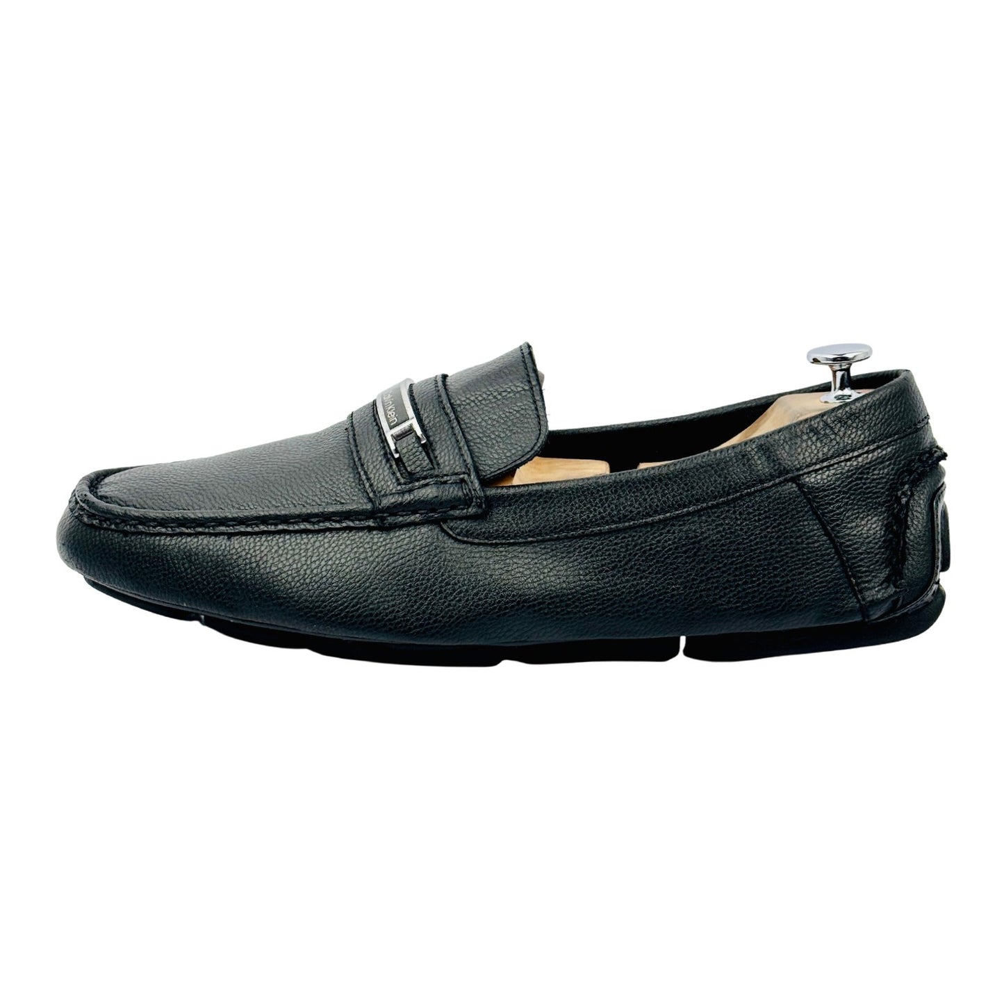 Calvin Klein Merver Black Pebbled Leather Loafers (Size 45.5/46) - CMMERVE-R