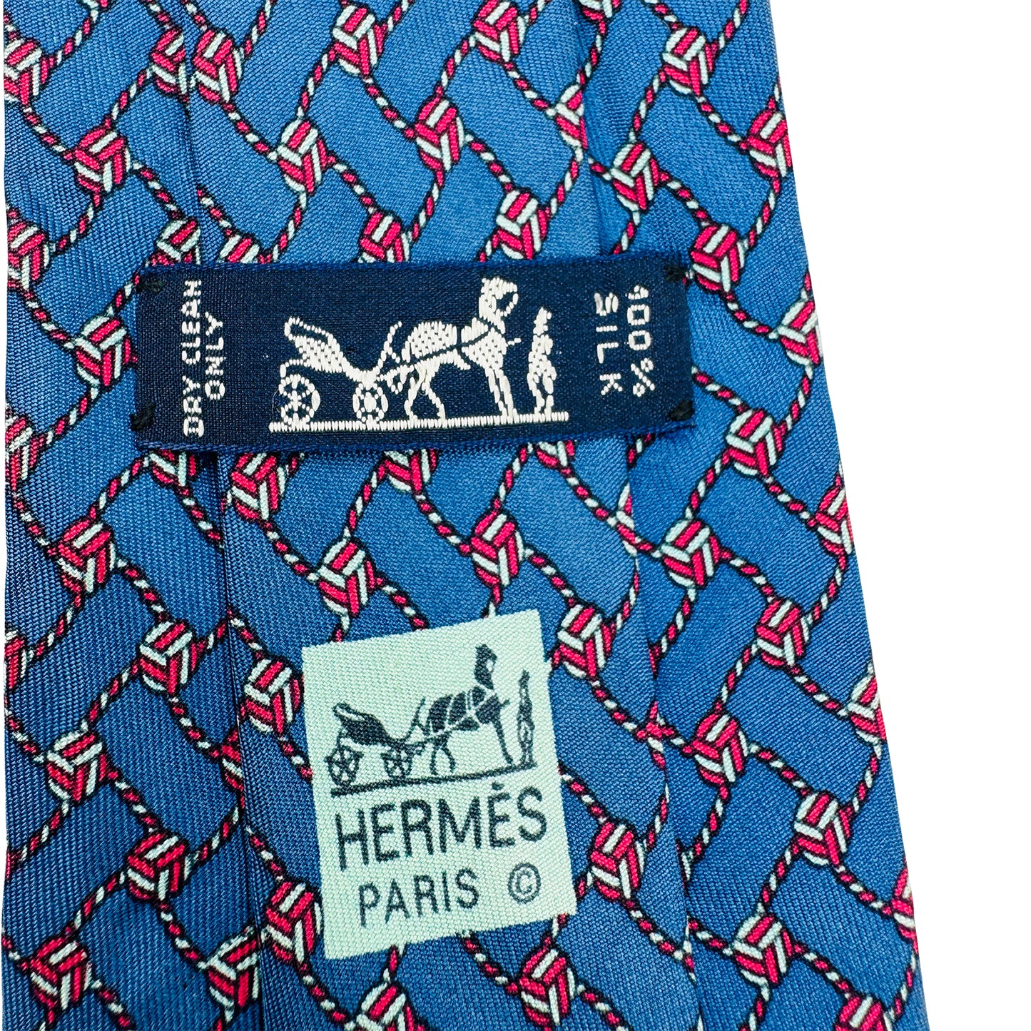 Hermès Blue 'Geometric Woven Pattern' Tie (Size Regular)