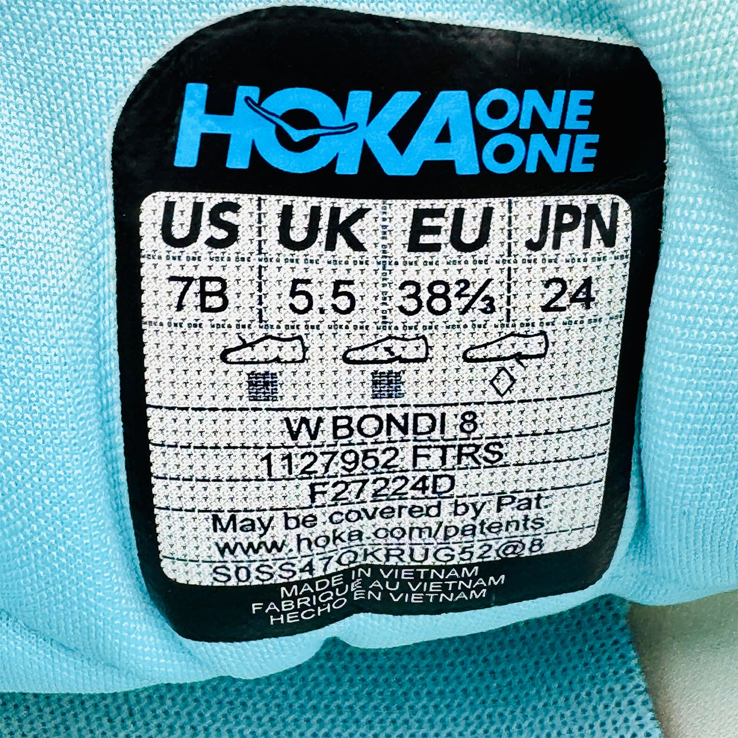 Hoka Bondi 8 'Frost' Shoes (Size 38.5) - 1127952 FTRS