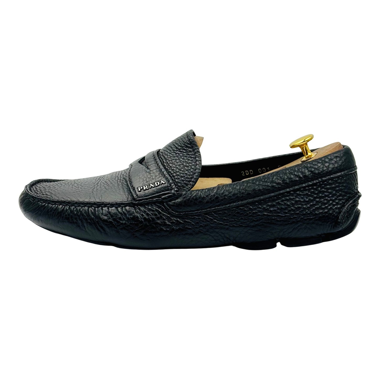 Prada Men's Black Pebbled Leather Loafer (Size 42.5/43) - 2DD001