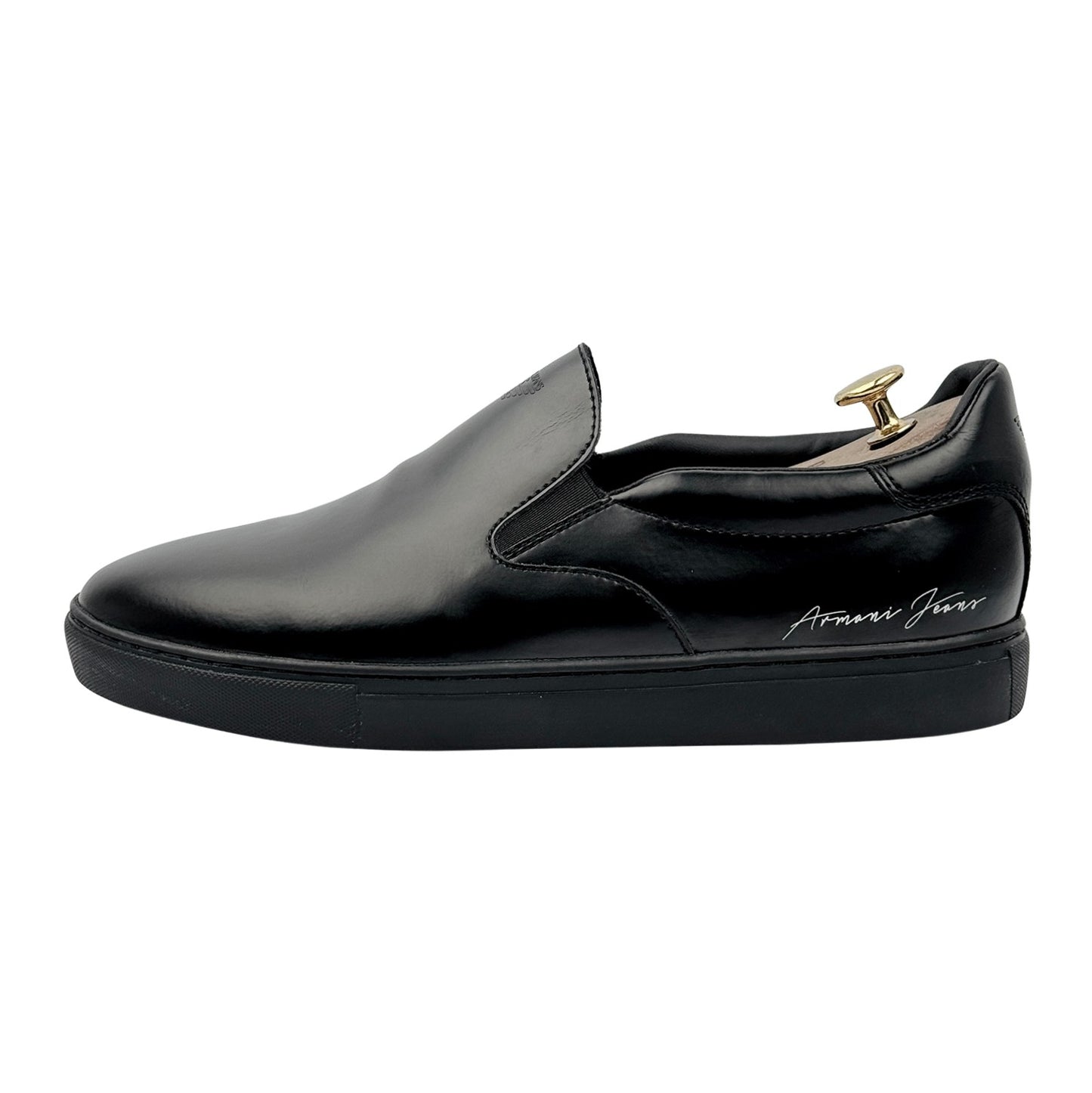Armani Jeans Black Leather Slipon Shoes (Size 42) - 935067 7A400