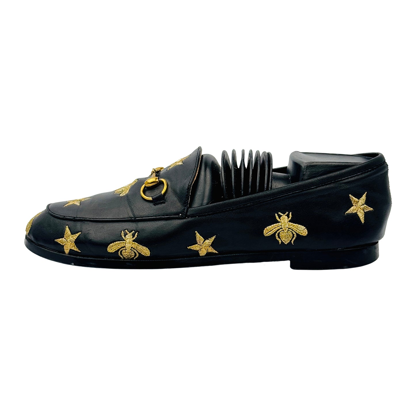 Image of Gucci Embroidered Star Bee Jordaan Loafers (Size 36/36.5)