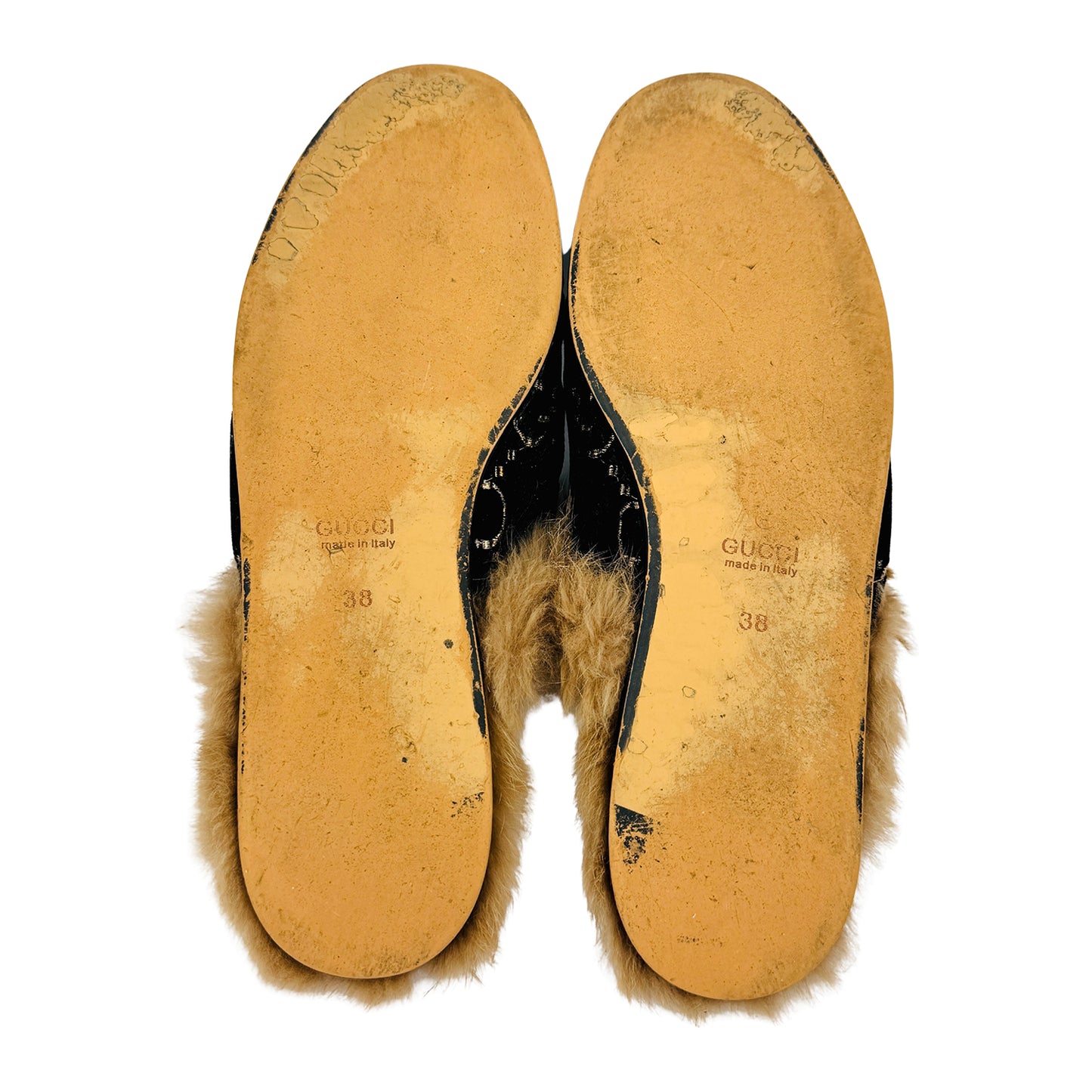 Gucci Princetown GG Velvet 'Black Gold' Slippers (Size 38)