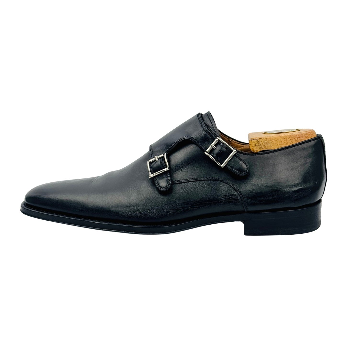 Magnanni Miro Double Monk Strap Black Shoes (Size 42) - 13274
