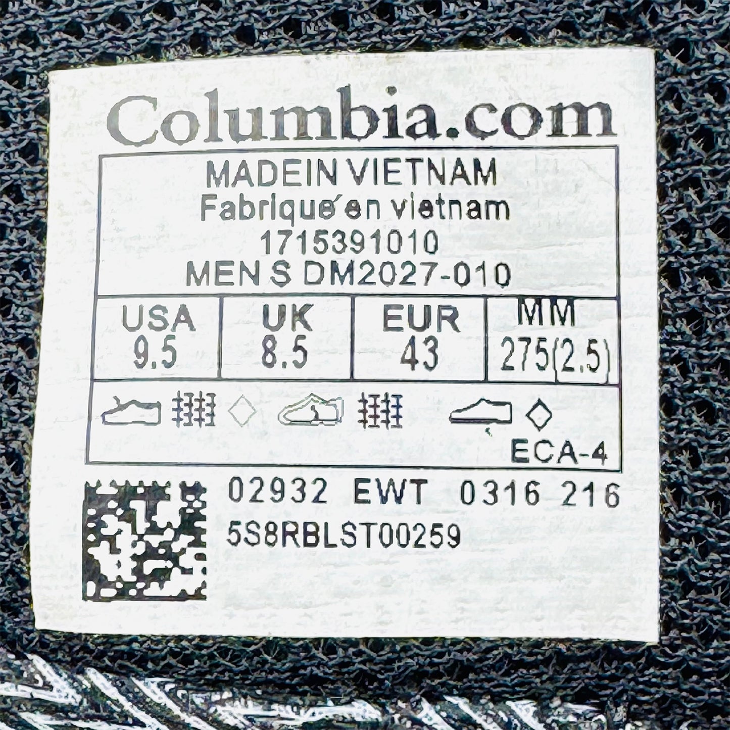 Columbia Men's Trailstorm Black Shoes (Size 43)