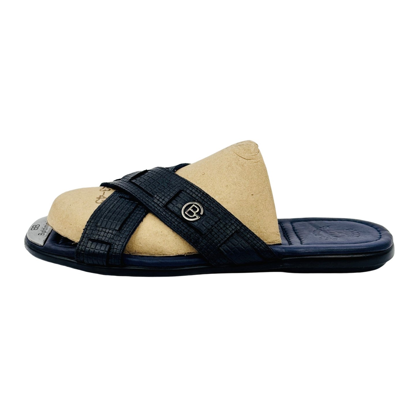 Baldinini Crossover Strap Black Leather Slippers (Size 43.5/44)