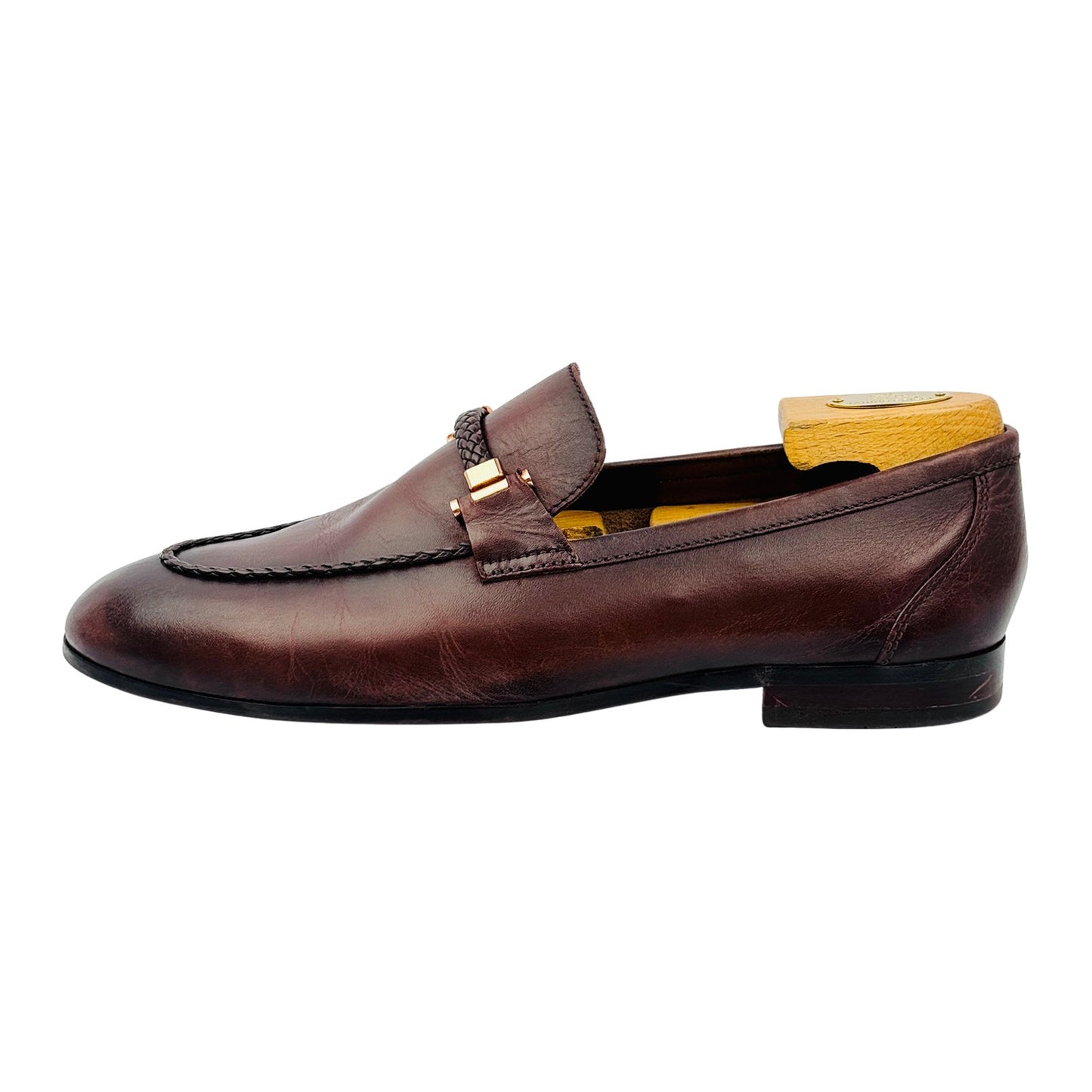 Rosso Brunello Men's Braided Leather Loafers (Size 43) - MS‑4211
