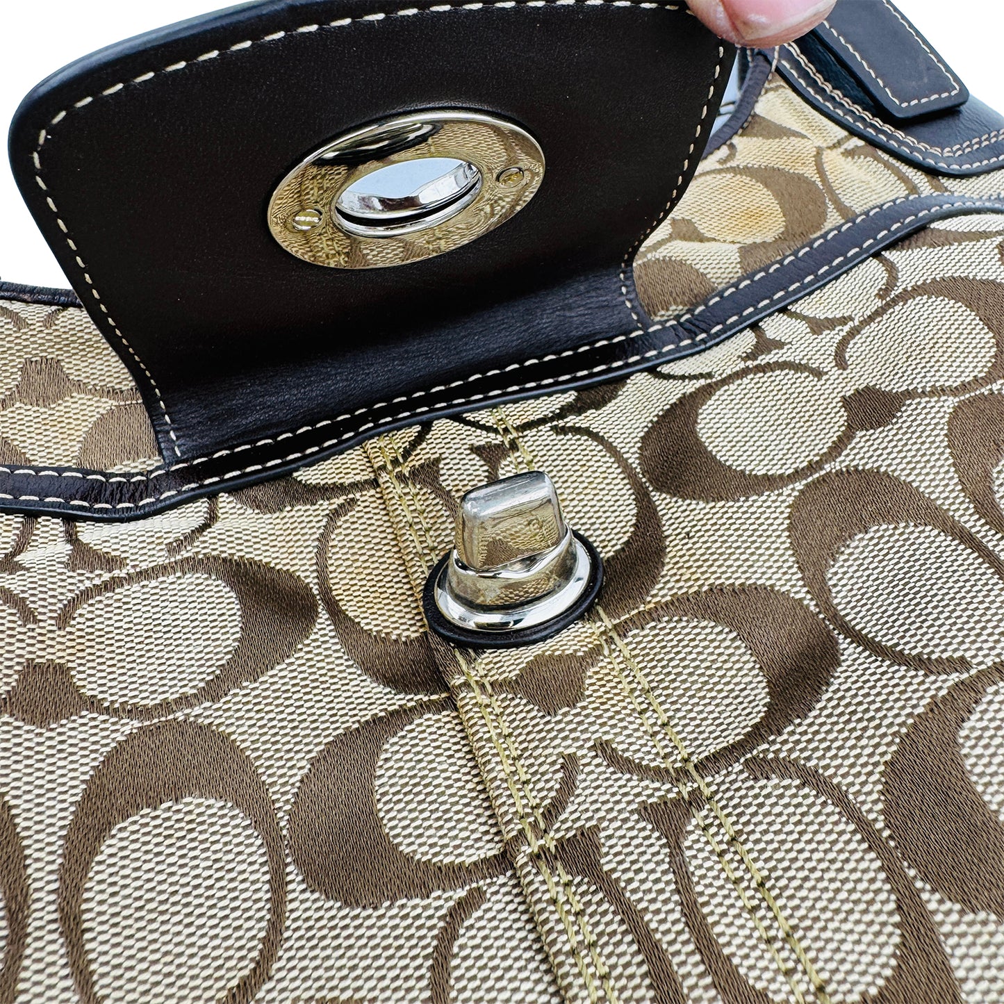 Coach Signature Jacquard Turnlock Hobo Shoulder Bag