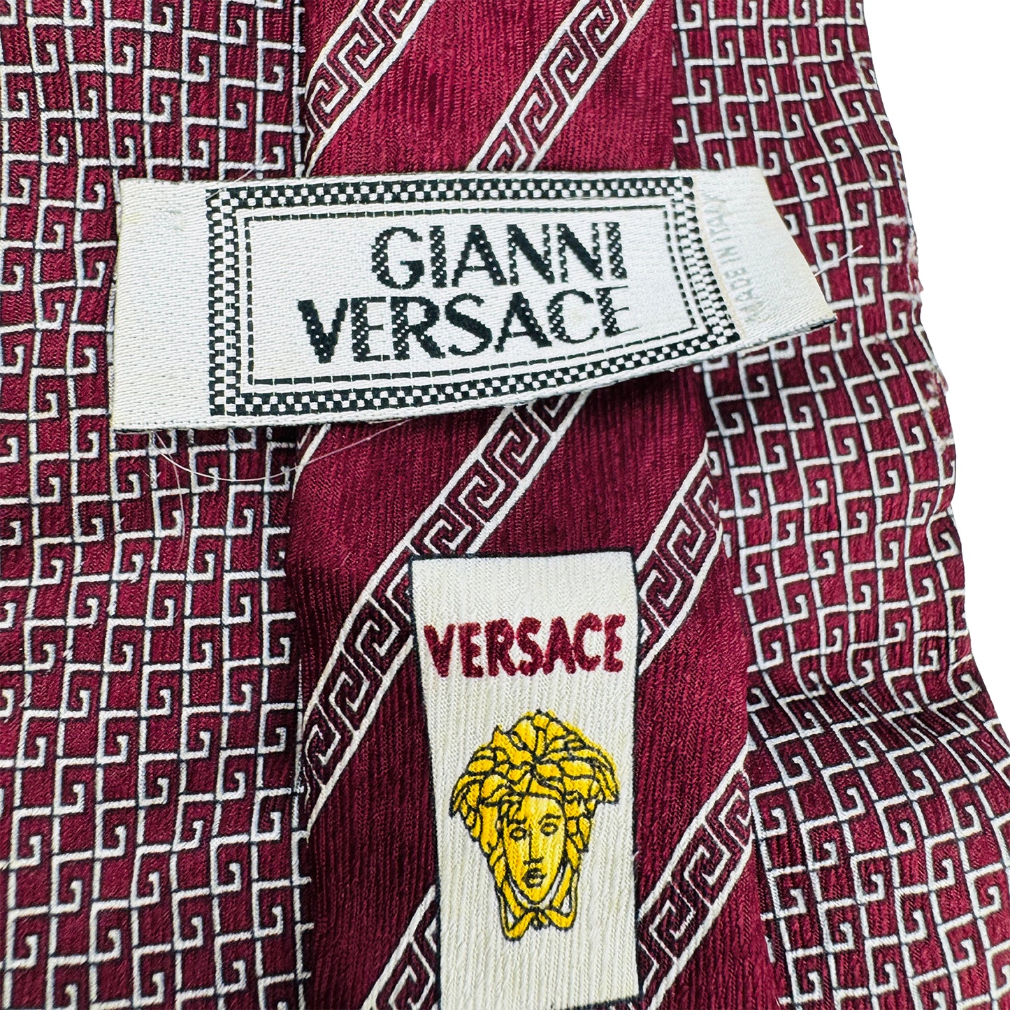 Versace Burgundy 'Ivory Pattern' Silk Tie (Size Regular)