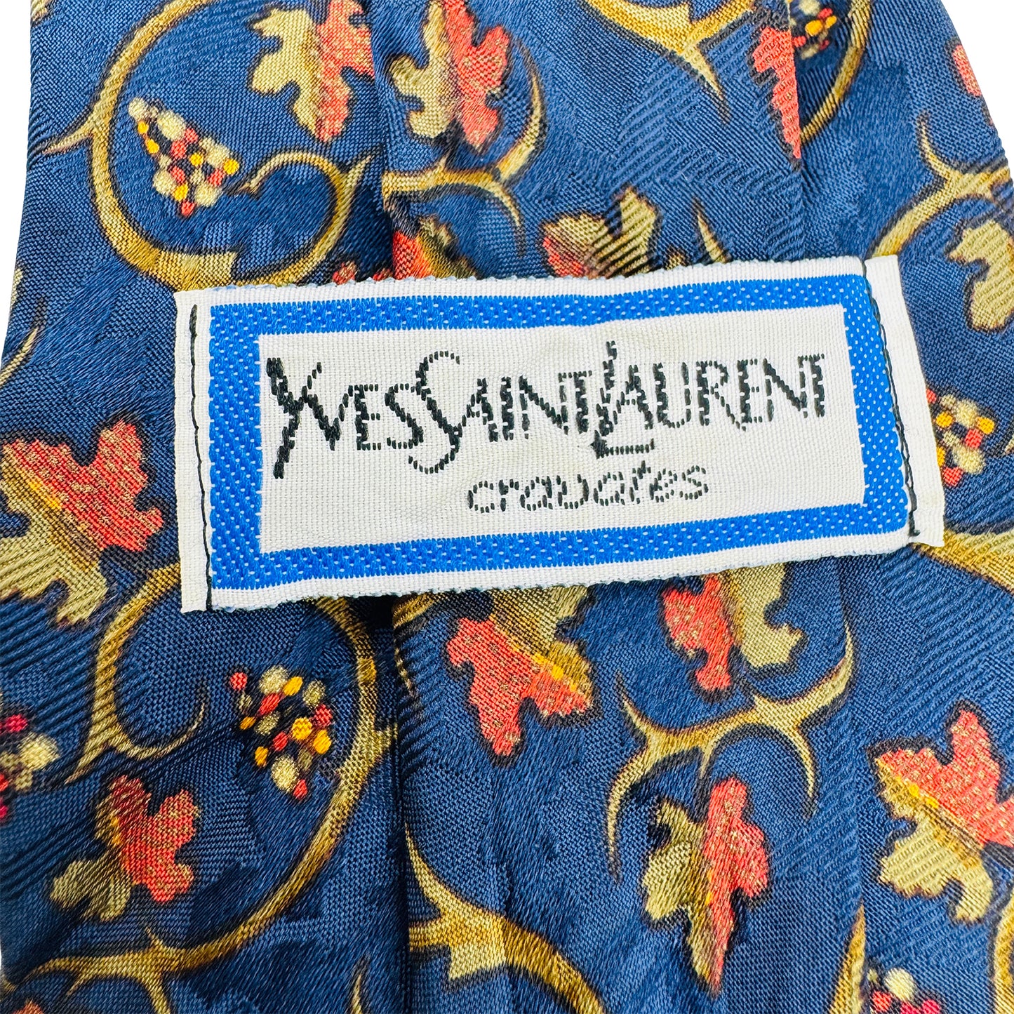 Yves Saint Laurent Deep Navy 'Vine Motifs' Tie (Size Regular)