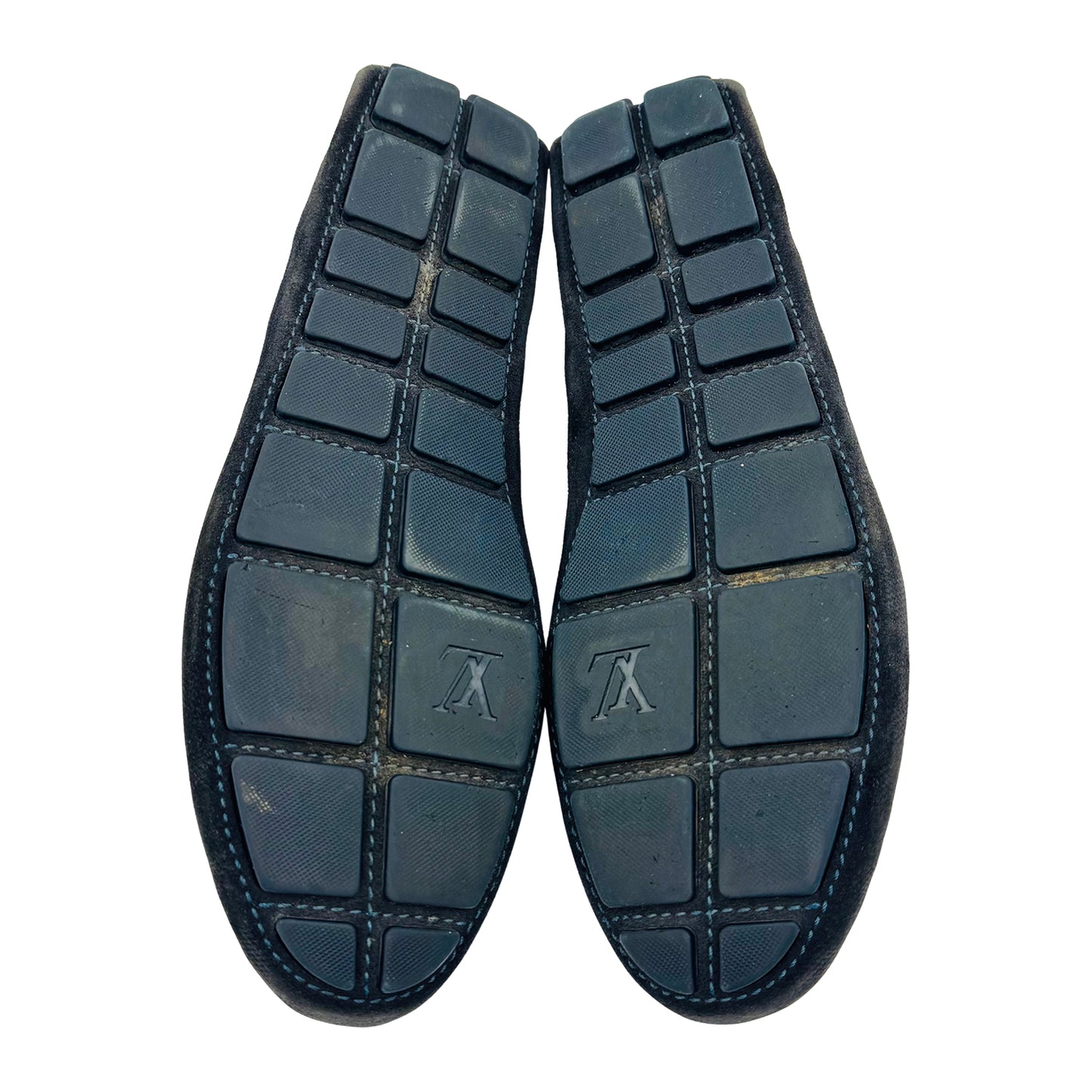 Louis Vuitton Men's Navy Damier Embossed Loafer (Size 42/42.5)