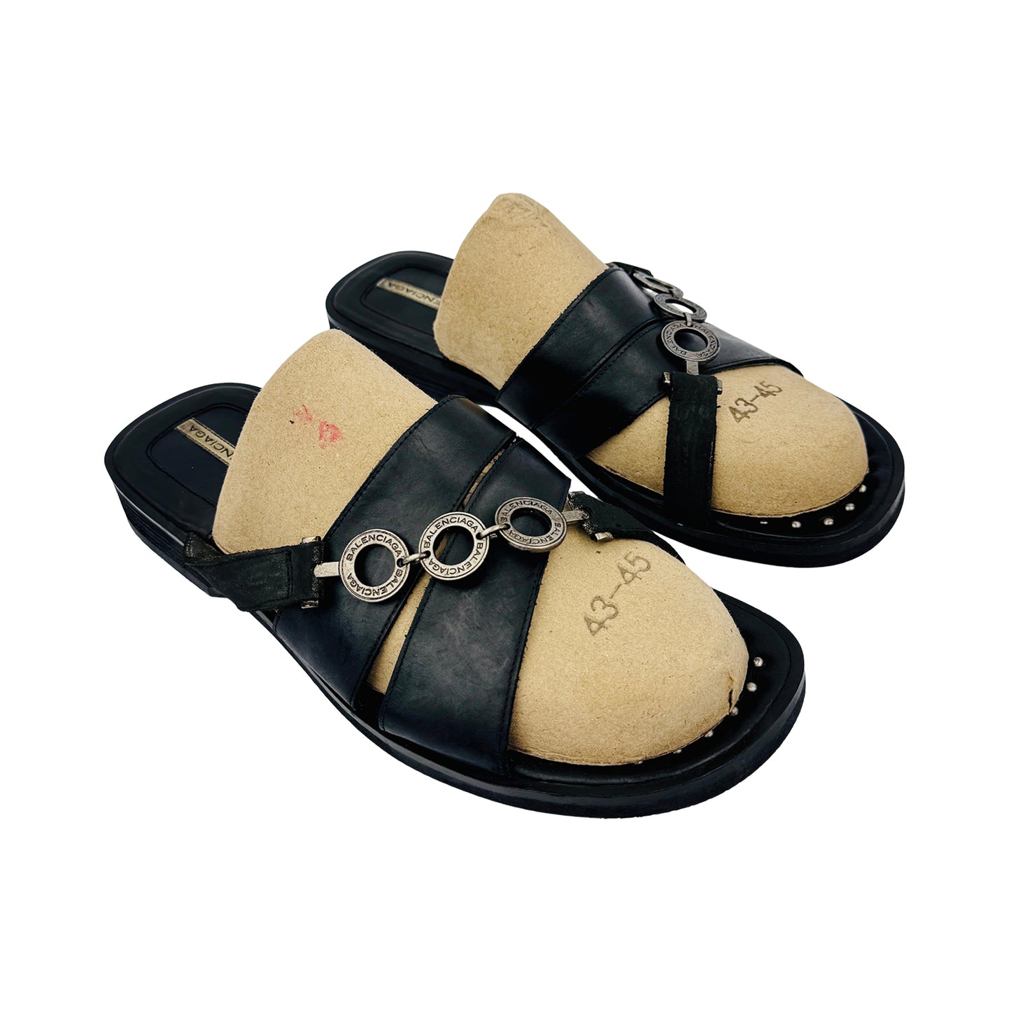Balenciaga Cagole Black Leather Slides (Size 40)