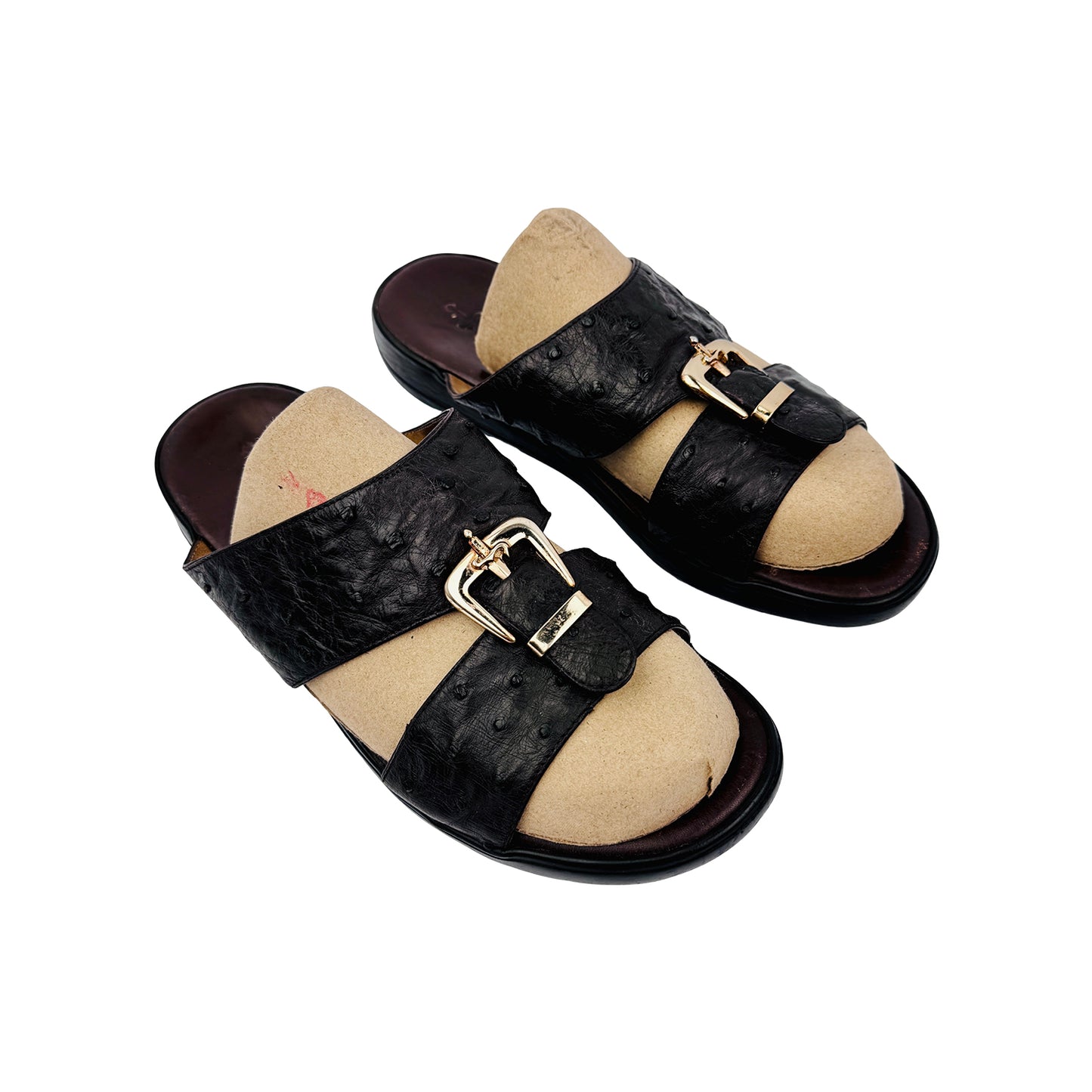 Cesare Paciotti Men's Brown Ostrich Leather Slippers (Size 42/42.5)
