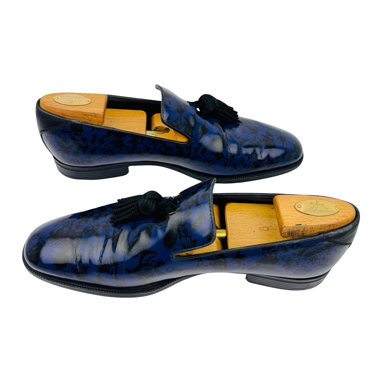 Jimmy Choo Blue Floral Tassel Patent Loafers (Size 43/43.5)
