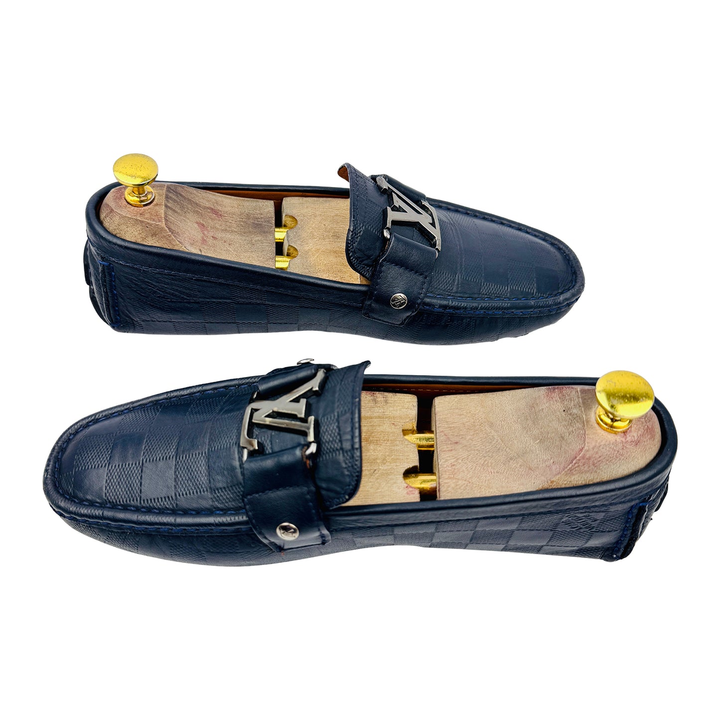 Louis Vuitton Monte Carlo Navy Damier Embossed Loafers (Size 42)