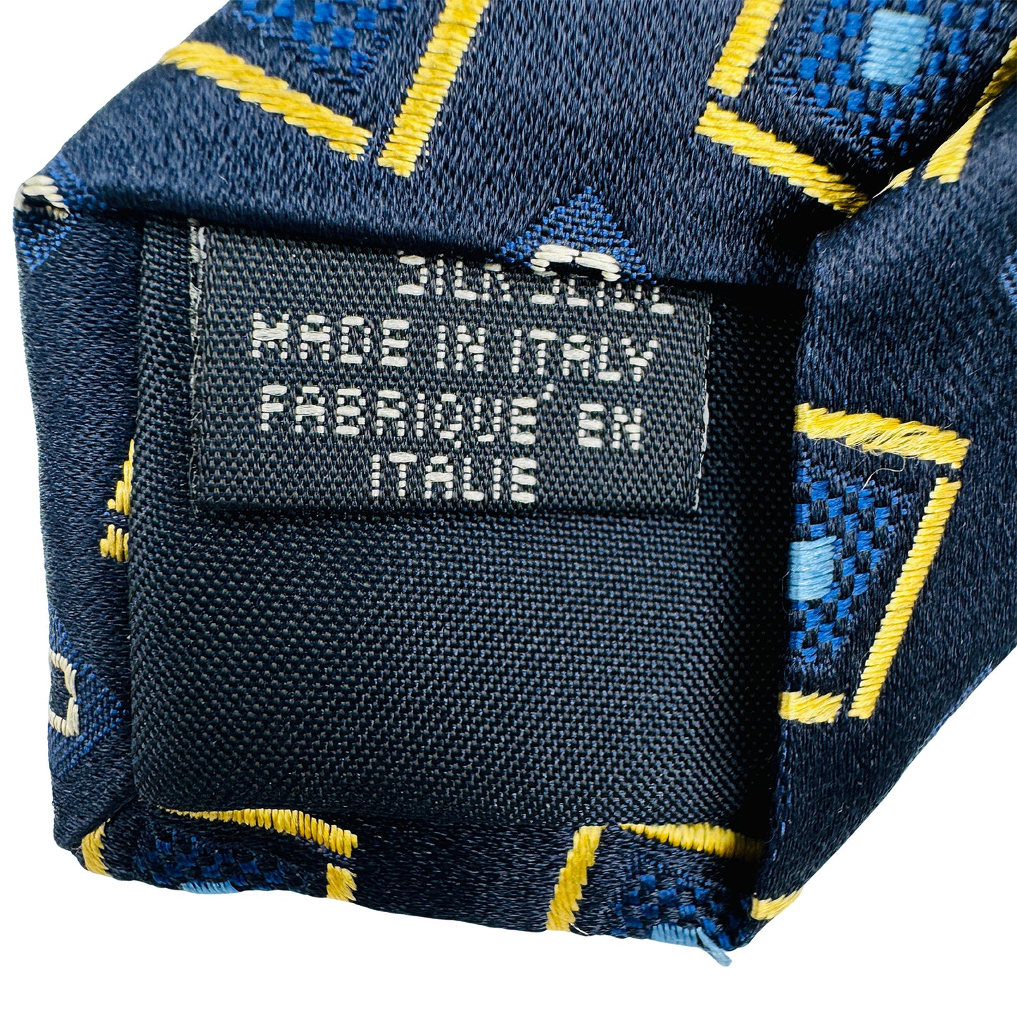 Canali Navy Blue 'Geometric Pattern' Silk Tie (Size Regular)