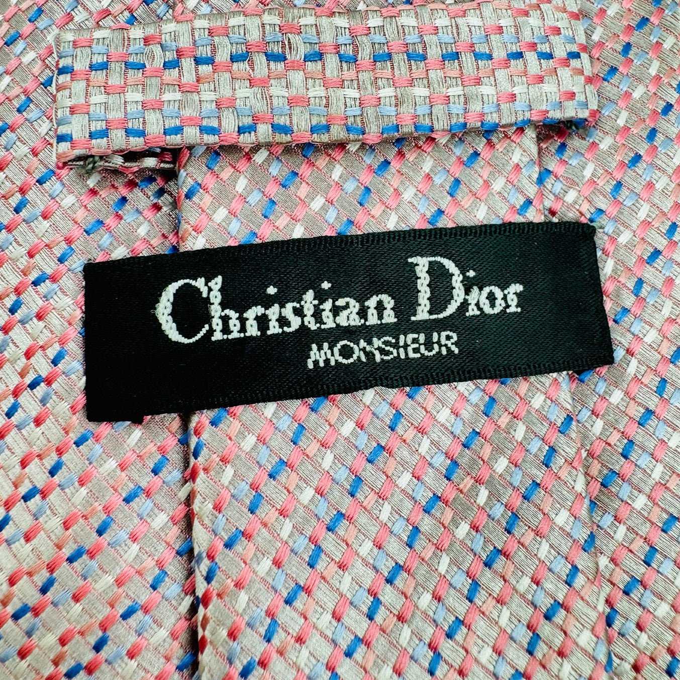 Christian Dior Pink 'Woven Pattern' Tie (Size Regular)