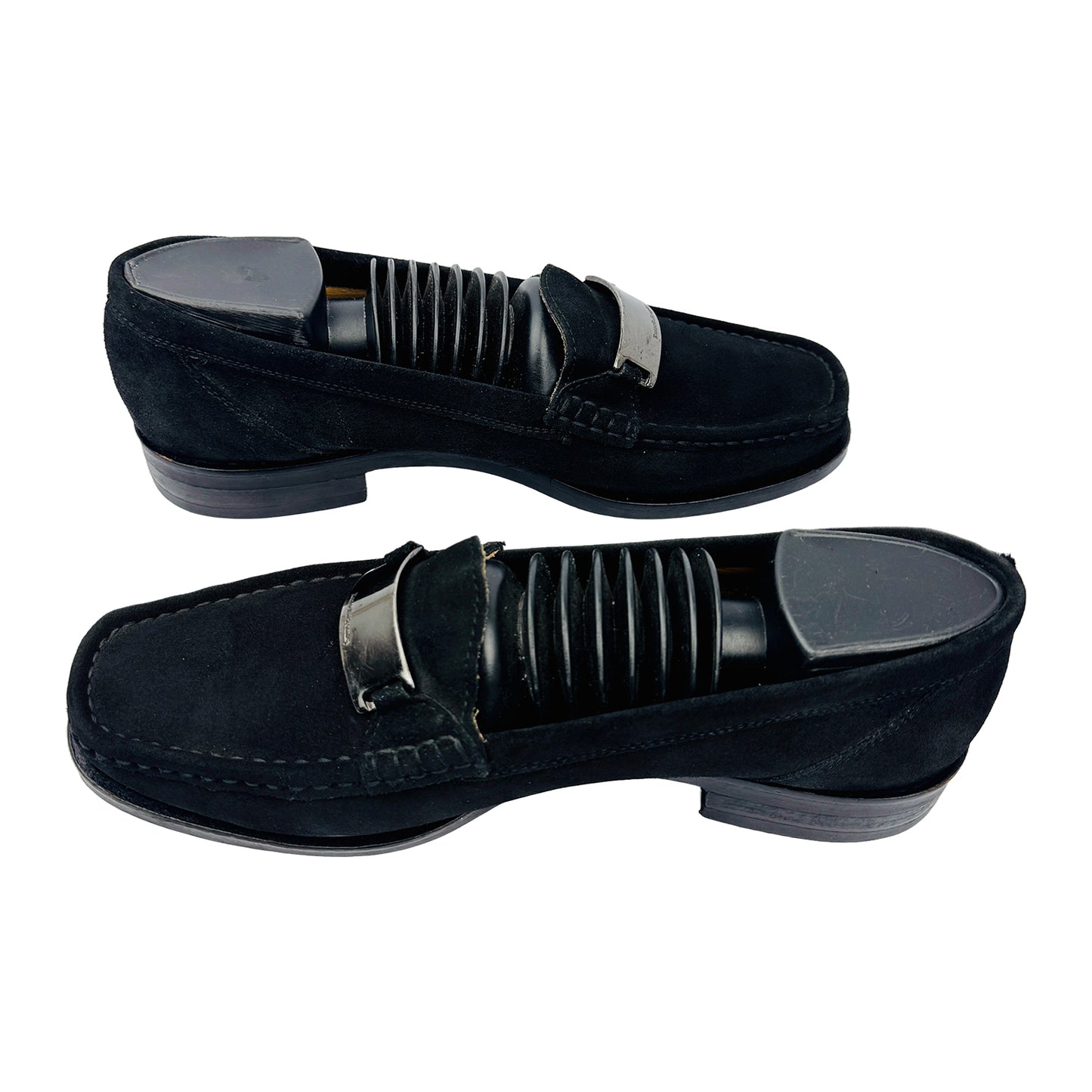 Russell & Bromley Buckle Black Suede Loafers (Size 41/41.5)