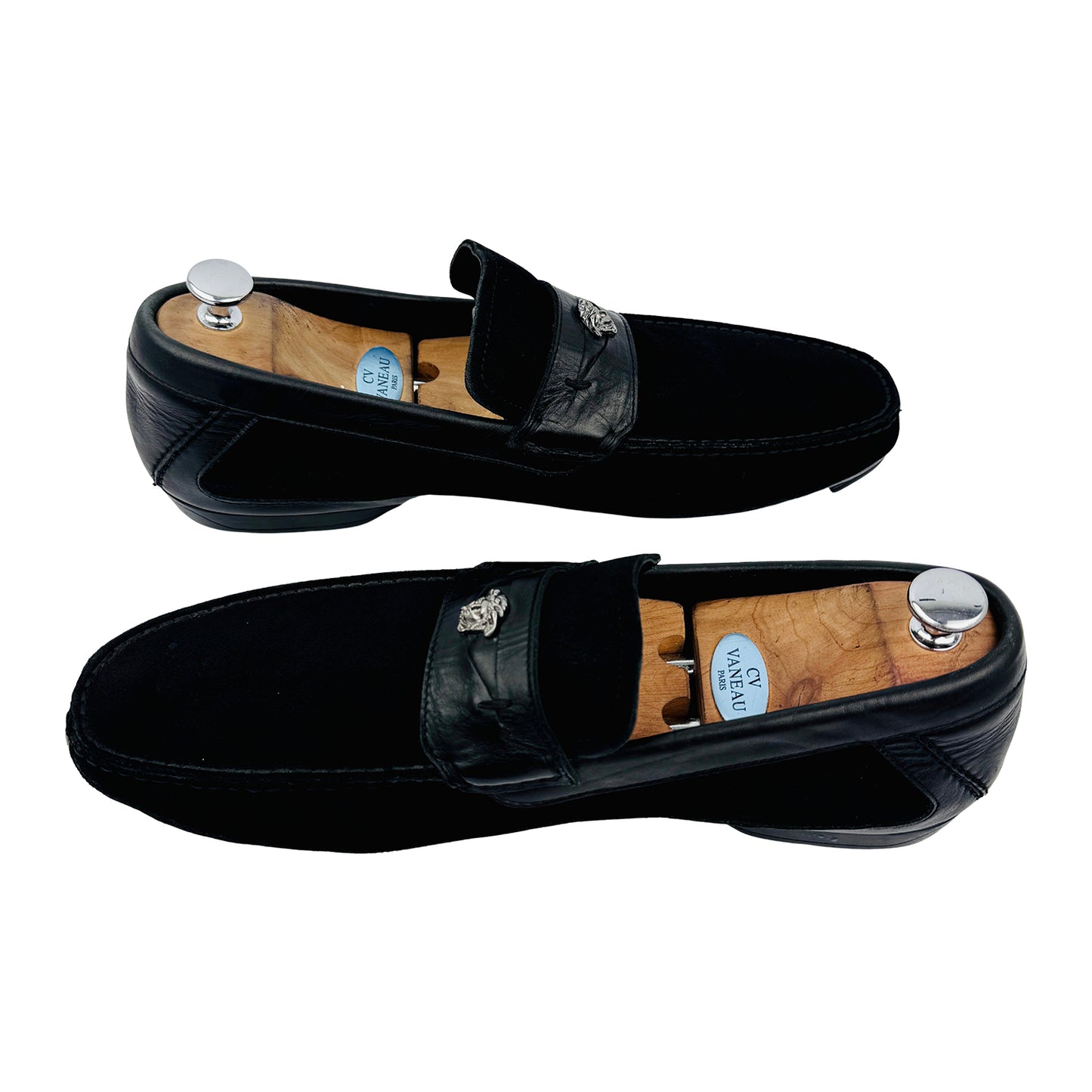 Versace Men's Medusa Black Suede Loafers (Size 44/44.5)