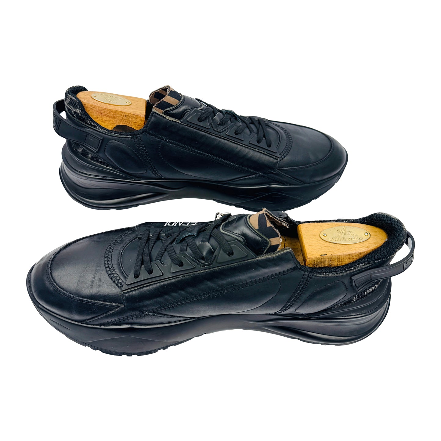 Fendi Men's Flow Black Leather Sneakers (Size 43.5/44)