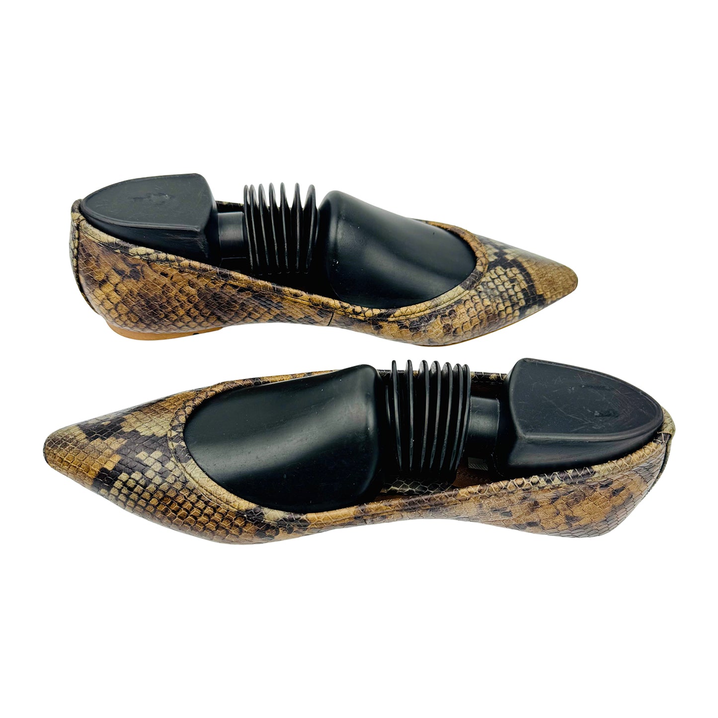 Massimo Dutti Snake Print Leather Flats (Size 40)