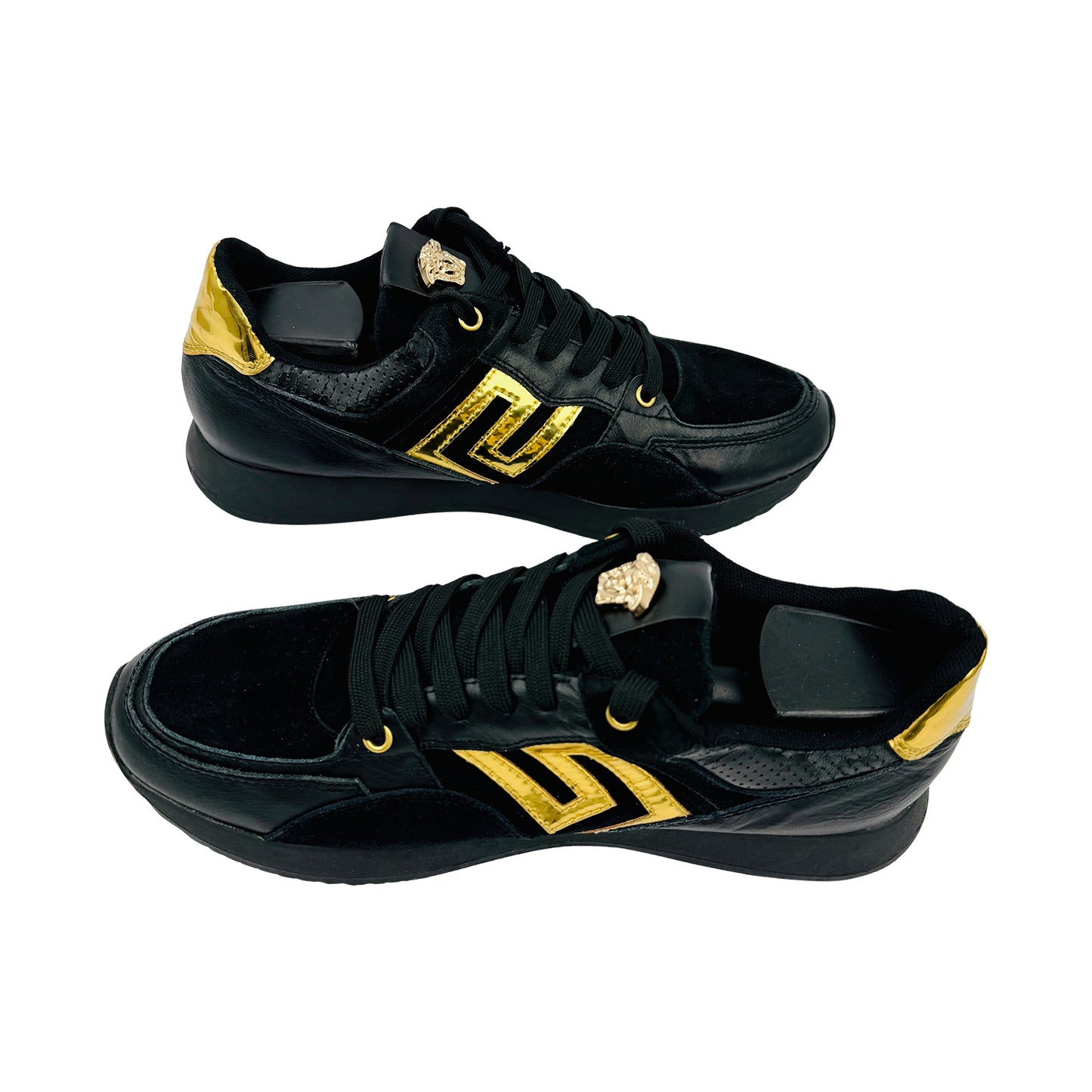 Versace Men's Greek Key Black Running Sneakers (Size 42.5)