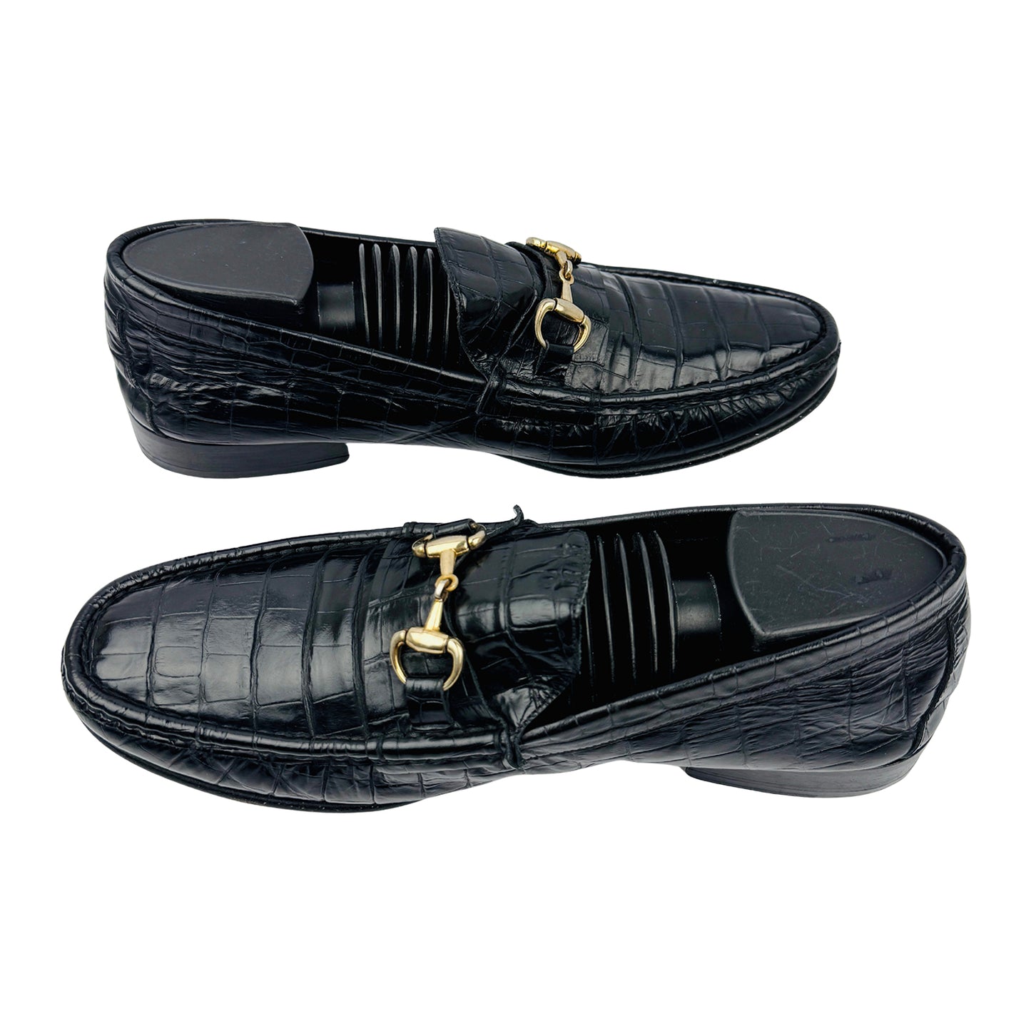 Gucci Men's Leather Croc-Embossed Horsebit Loafers (Size 40/40.5)