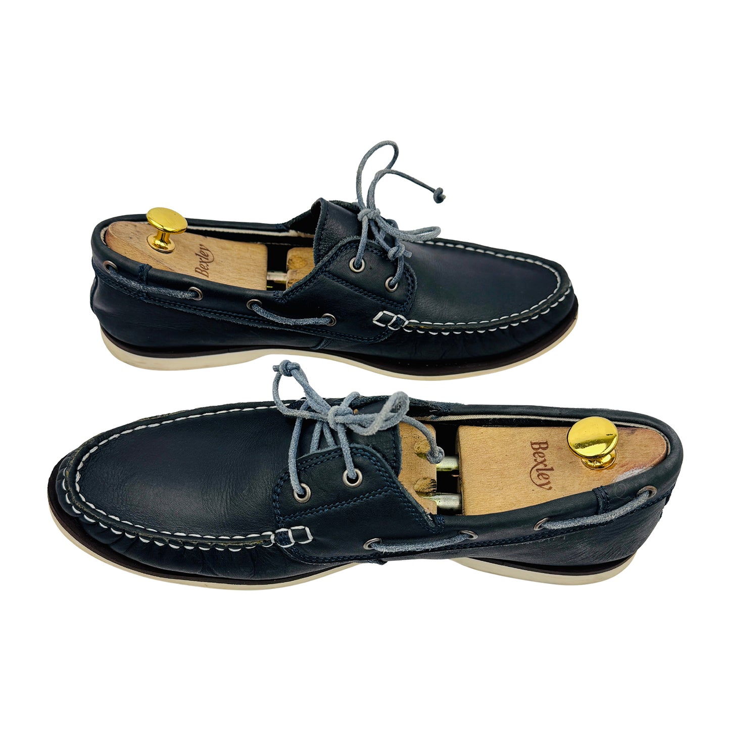 Dune London Men's Navy Blue Leather Boat Shoes (Size 44)