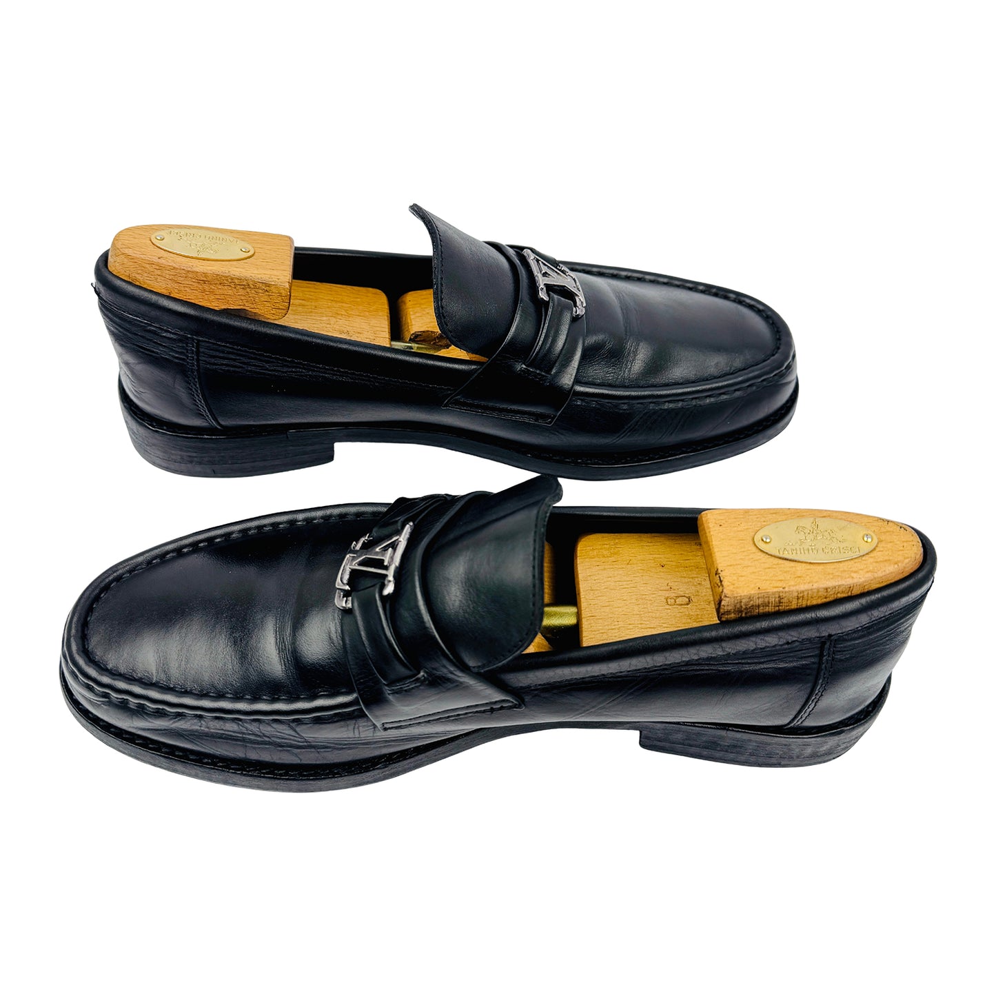 Louis Vuitton Men's Black Leather Major Loafers (Size 44/44.5)