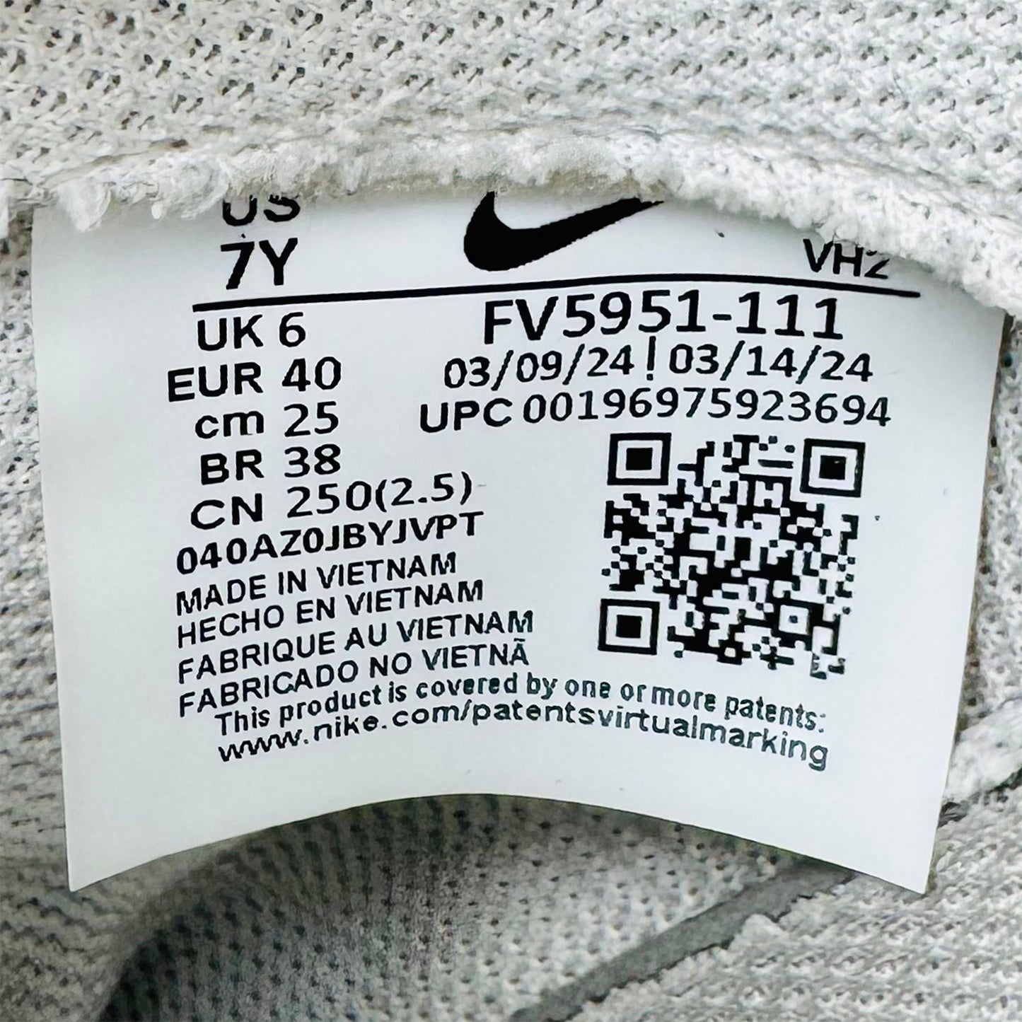 Nike Air Force 1 LE GS 'White' Sneakers (Size 40) - FV5951-111