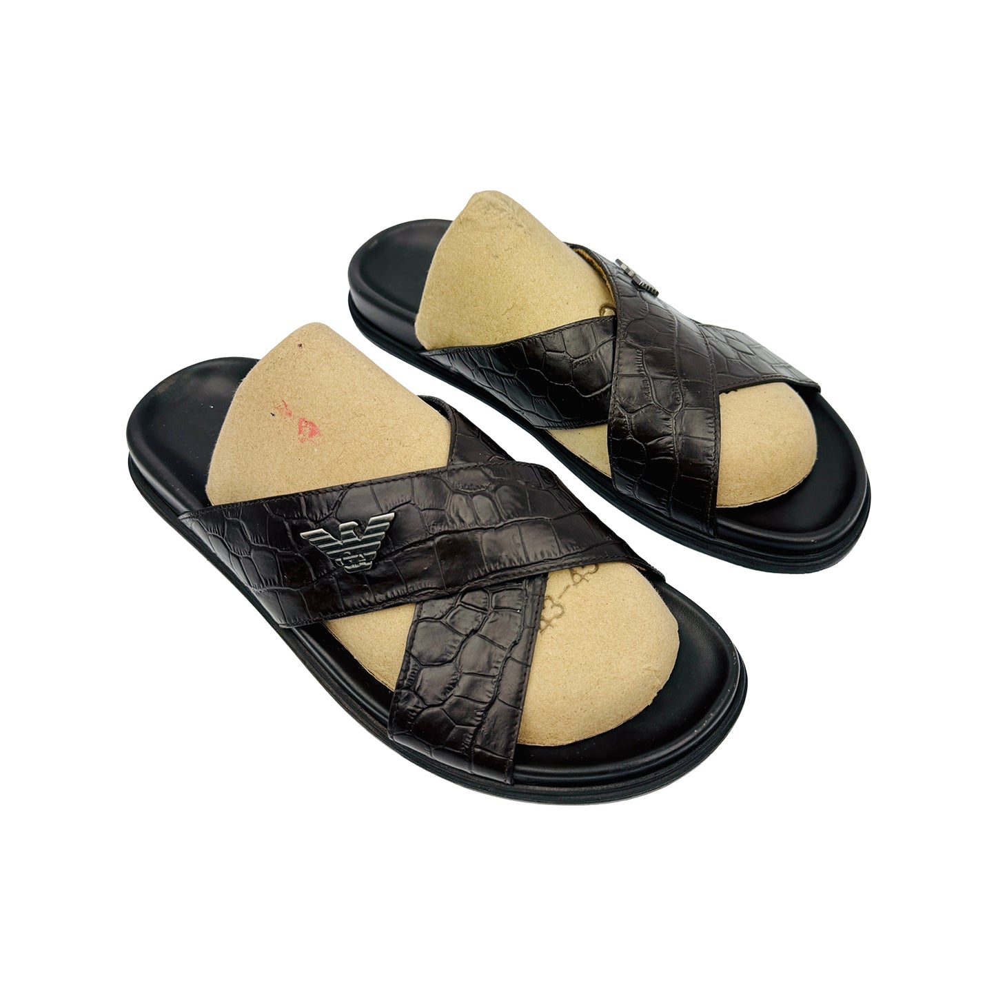 Emporio Armani Men's Black Slippers (Size 41/41.5) - X4P067
