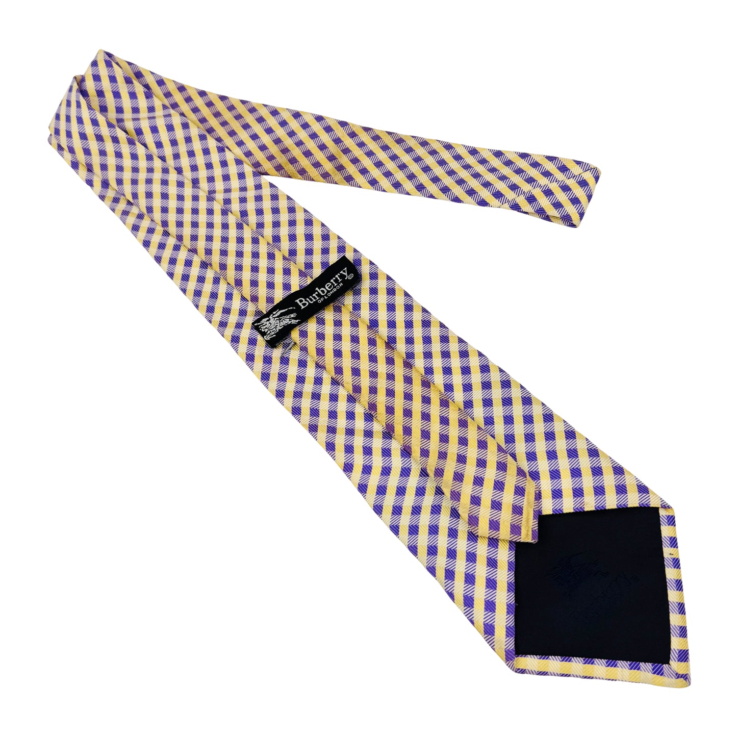 Burberry Yellow Purple 'Diagonal Plaid Pattern' Tie