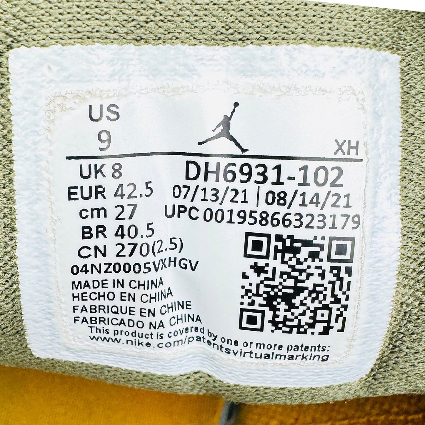 Nike Air Jordan 1 Low SE 'Light Curry' Sneakers (Size 42.5) - DH6931-102