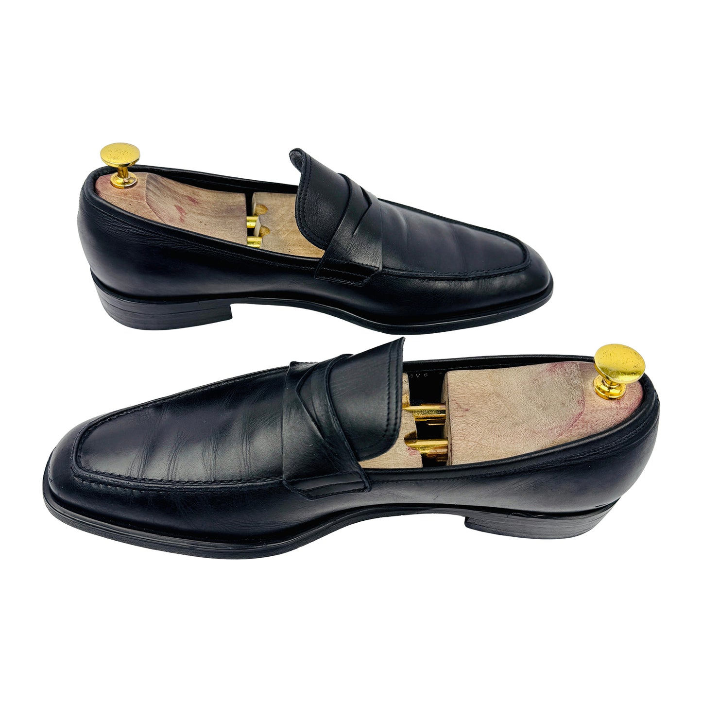 Salvatore Ferragamo Men's Tramezza Black Leather Penny Loafers (Size 42)