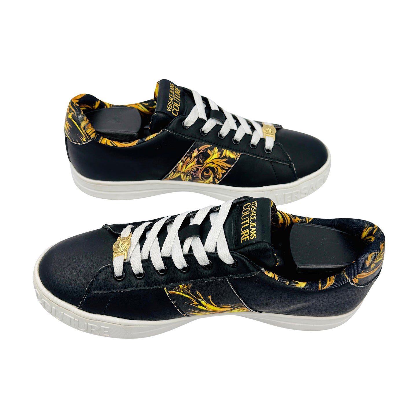 Versace Jeans Couture Baroque Print Leather Sneakers (Size 40) - 72VA3SKA