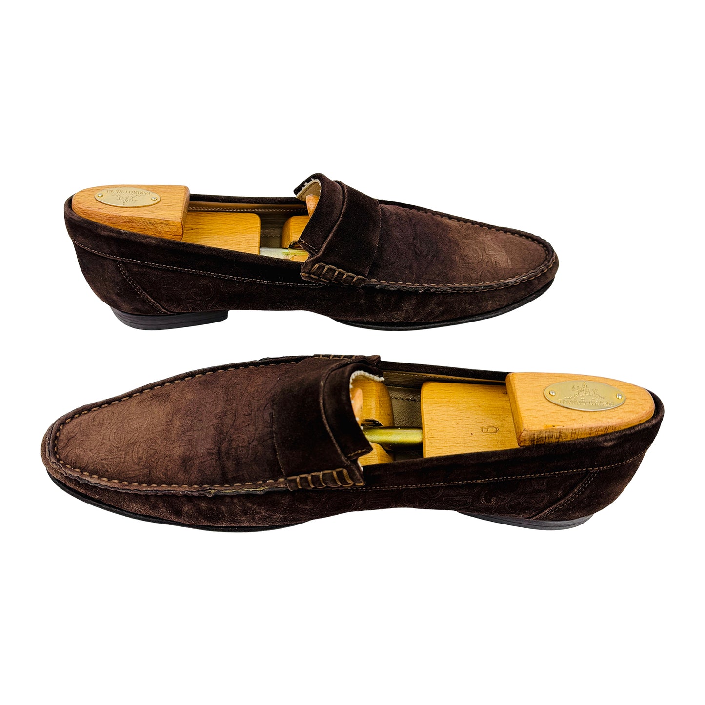 Dolce & Gabbana Brown Suede DG Embossed Loafers (Size 44/44.5)