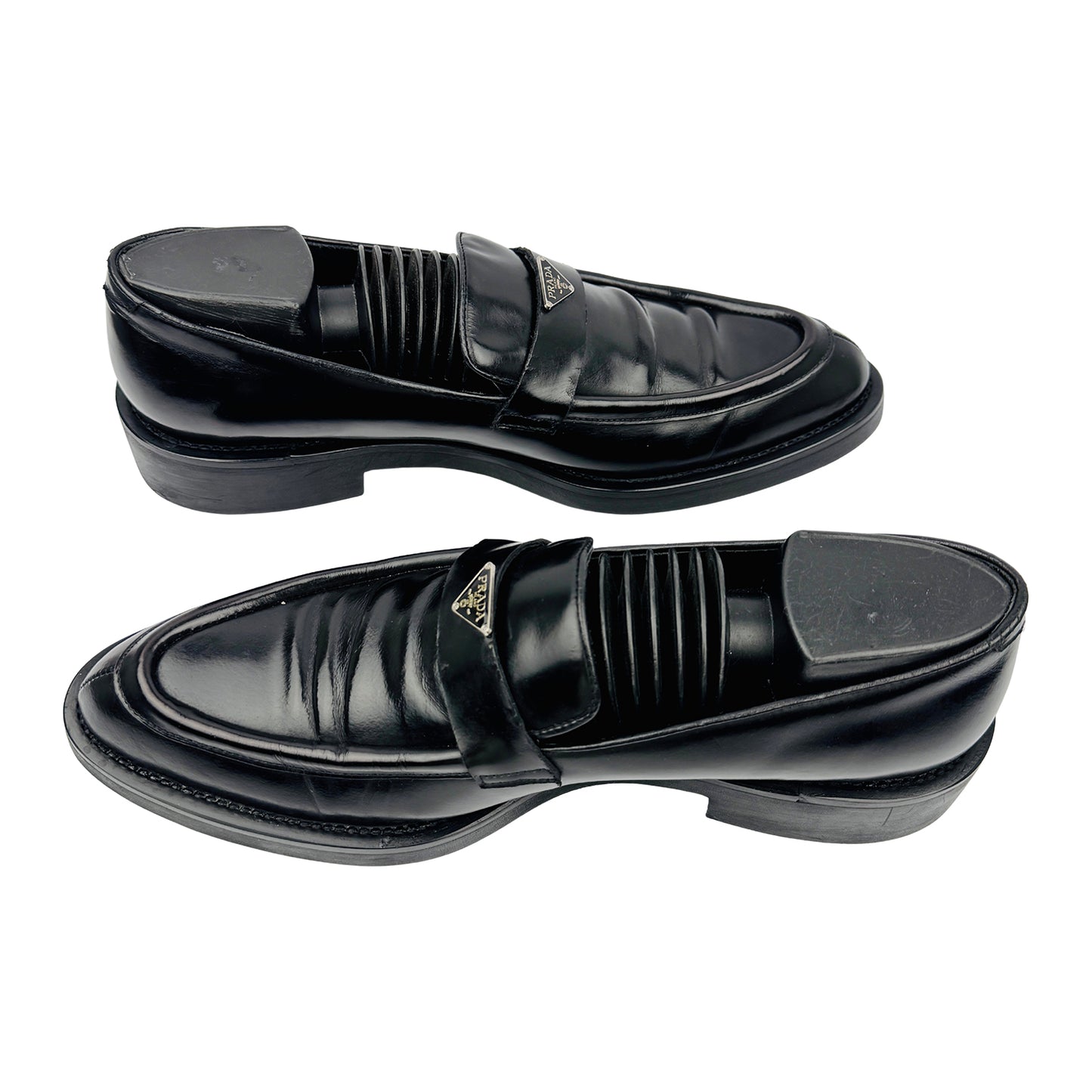 Prada Men's Triangle Logo Leather Loafers (Size 38/39)