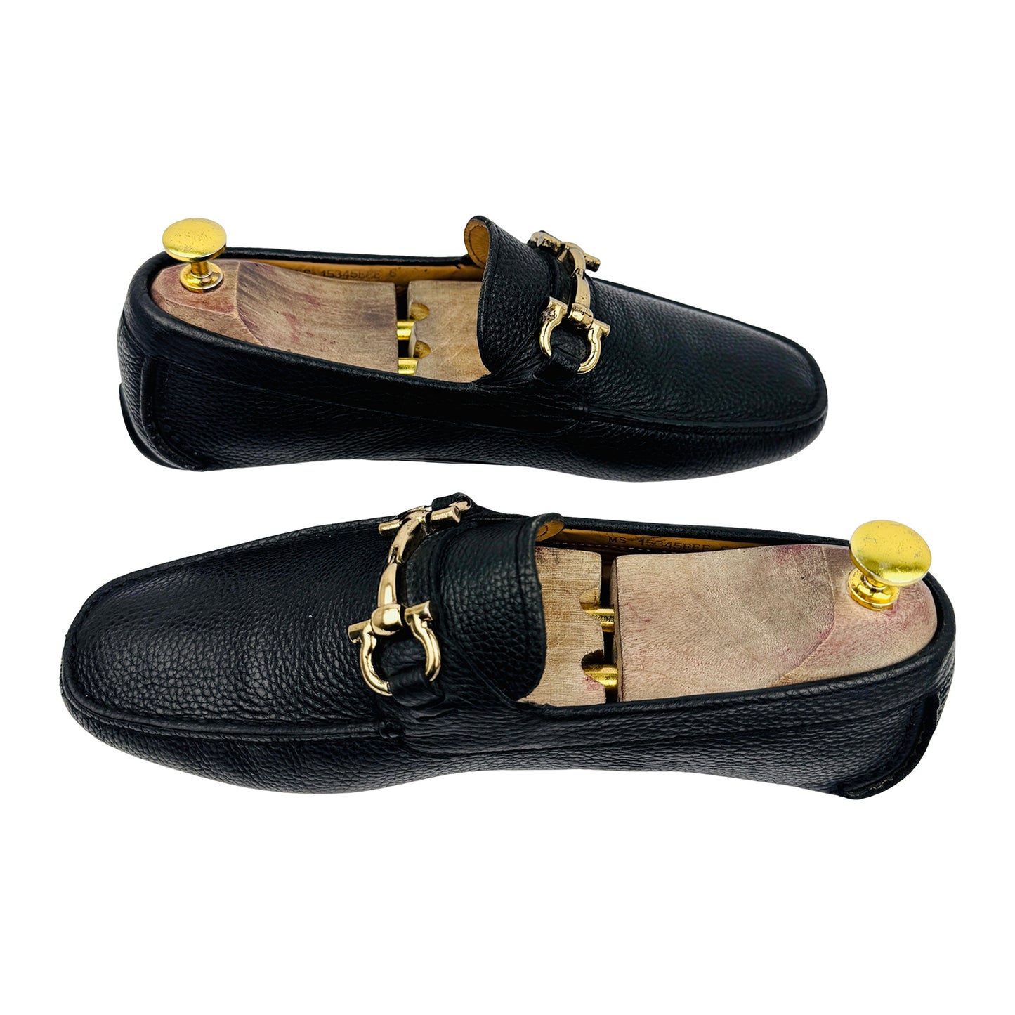 Salvatore Ferragamo Black Pebbled Calfskin Leather Loafers (Size 42)