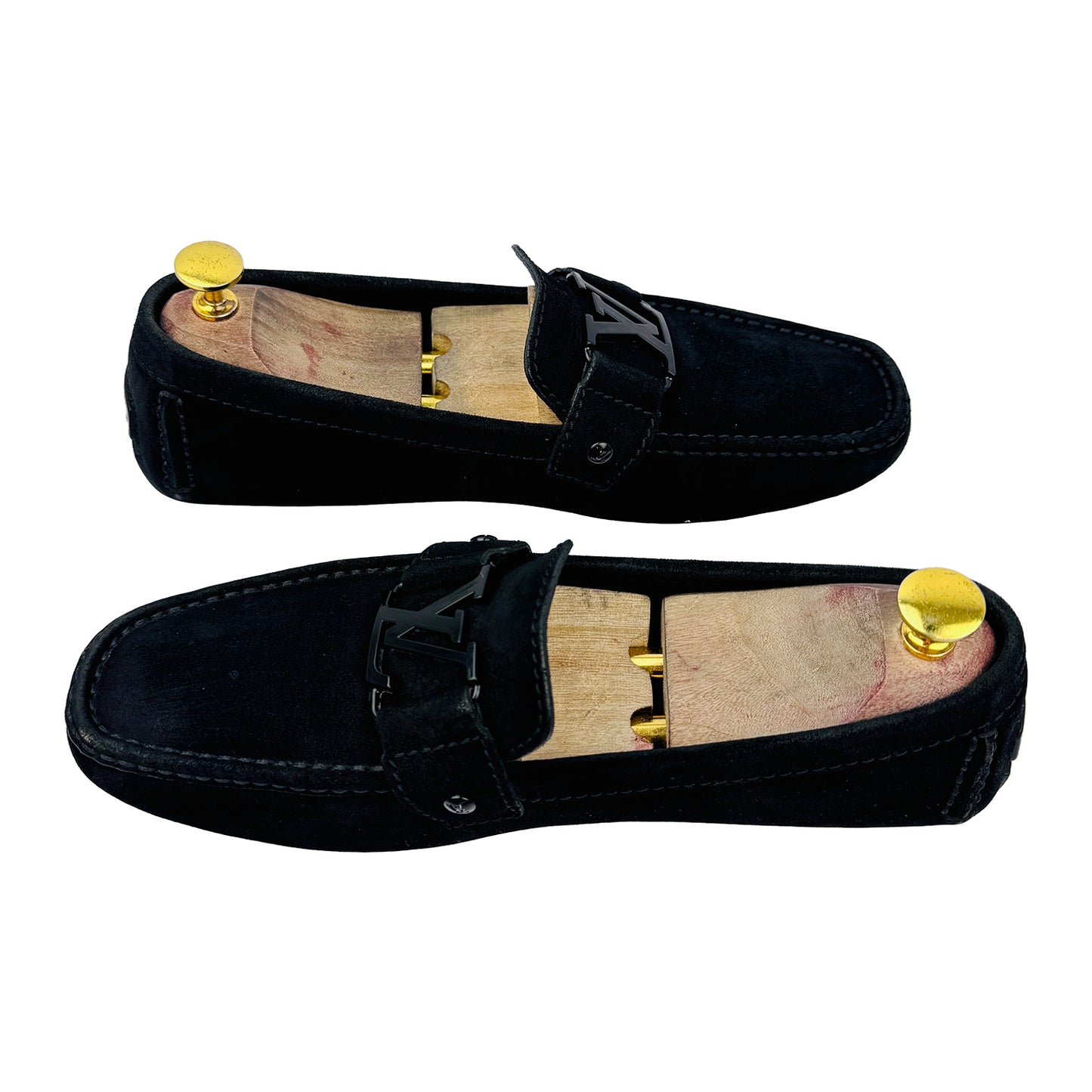 Louis Vuitton Men's Black Buckle Suede Loafers (Size 42/42.5)
