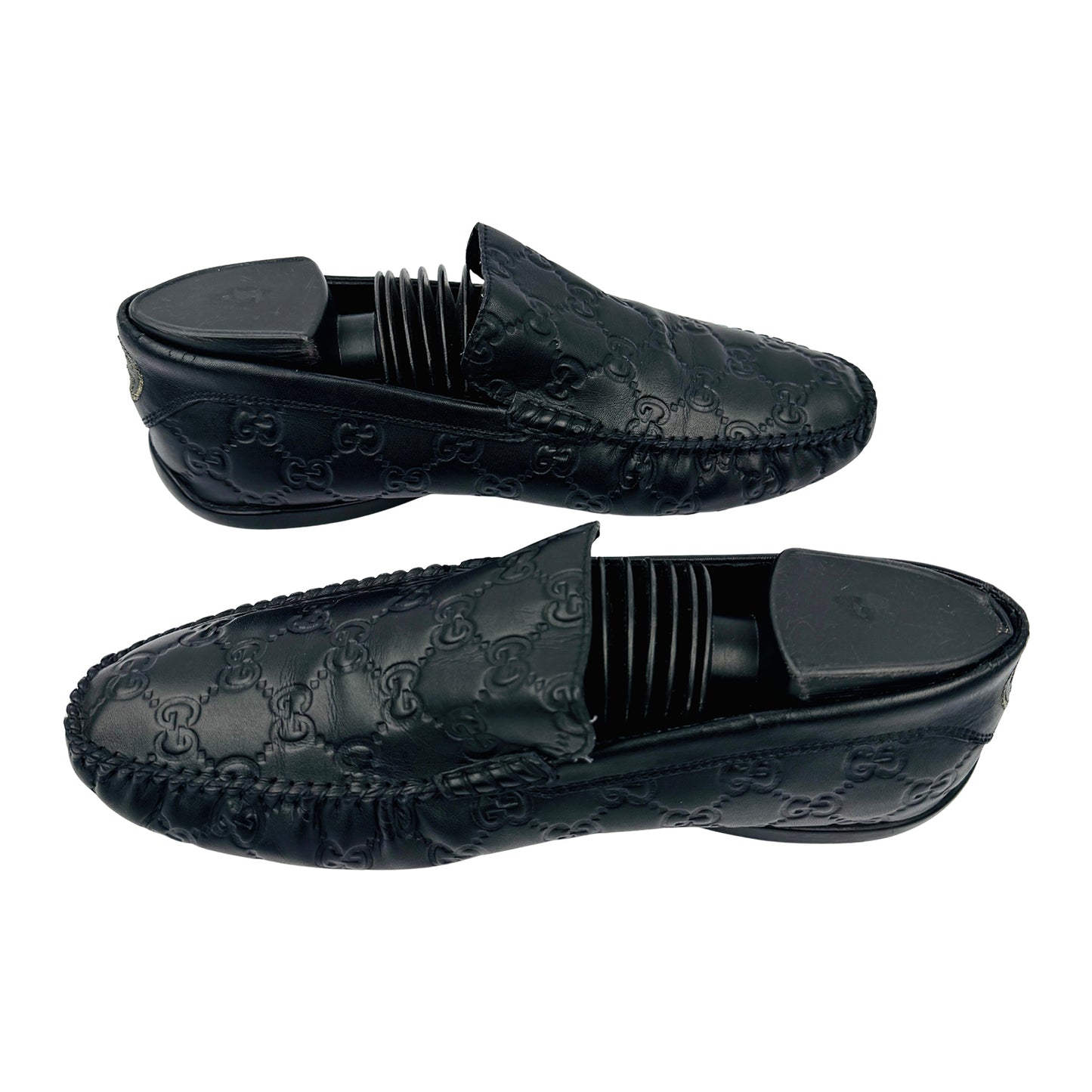 Gucci Signature GG Black Debossed Loafers (Size 39/40)