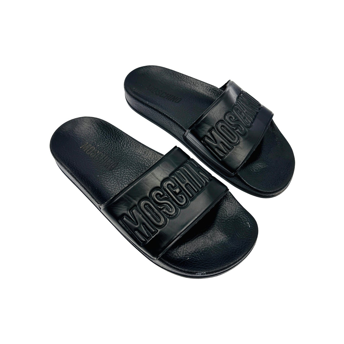 Moschino Black Logo Pool Slides (Size 37/37.5)